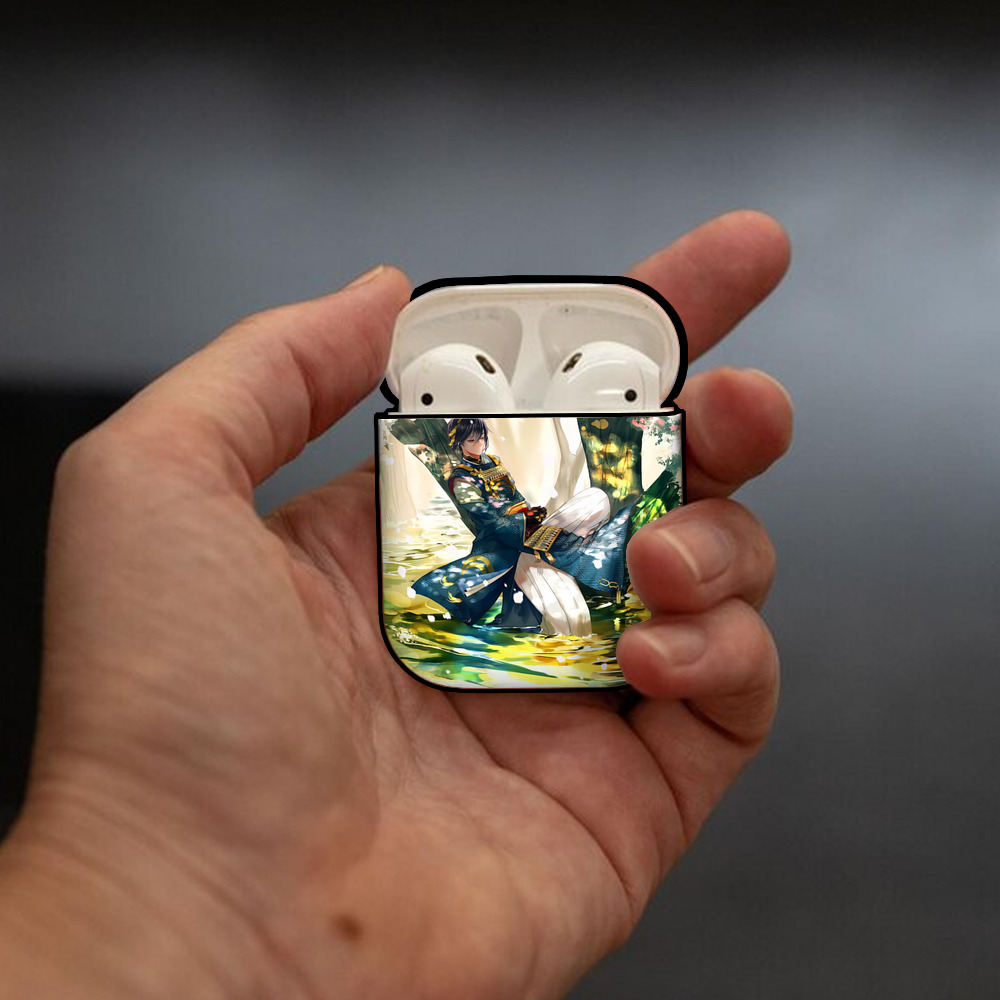 刀剣乱舞 Touken Ranbu AirPods 第2世代保護ケース ハードシェル ブラック 耐衝撃・防指紋・カラビナ付き