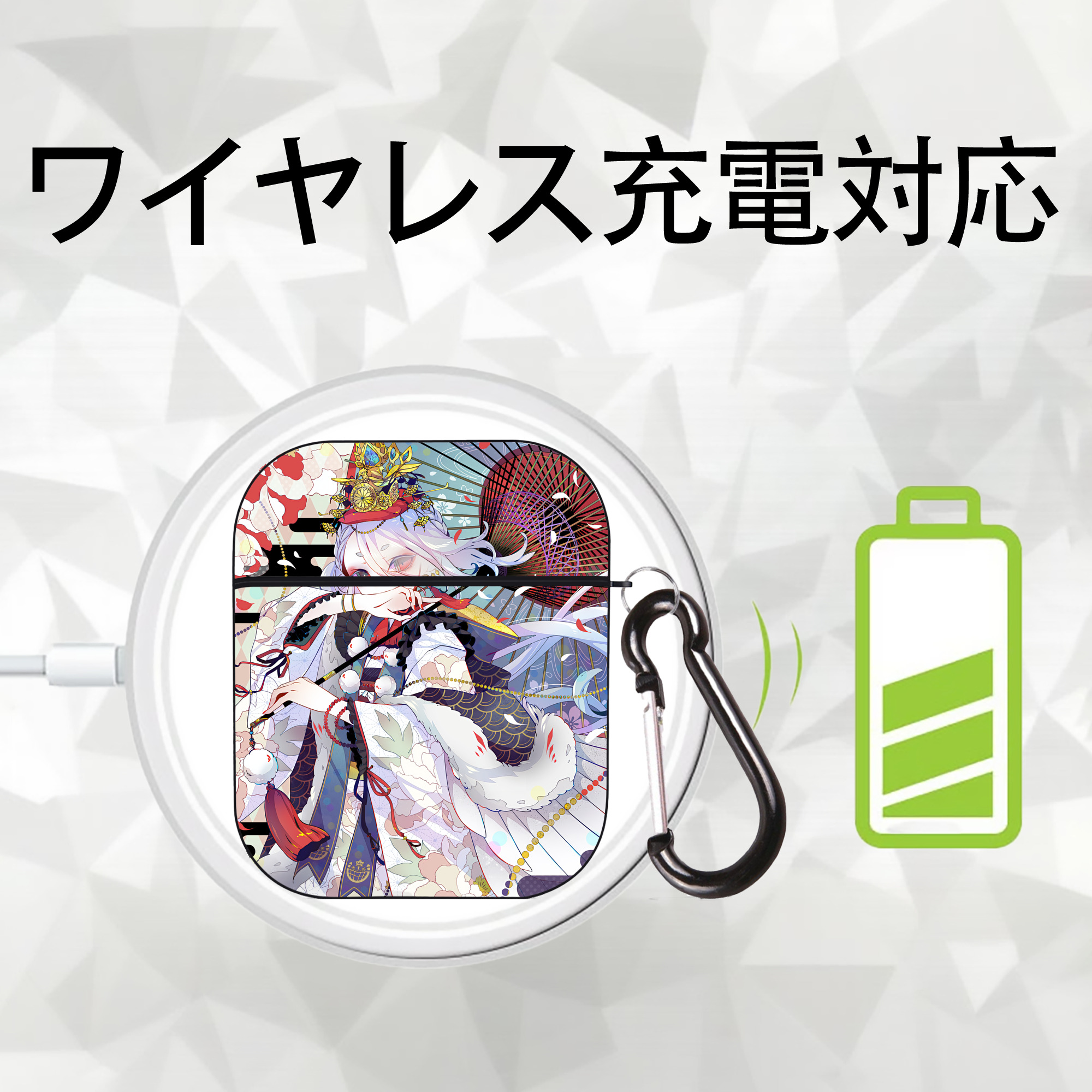 刀剣乱舞 Touken Ranbu AirPods 第2世代保護ケース ハードシェル ブラック 耐衝撃・防指紋・カラビナ付き