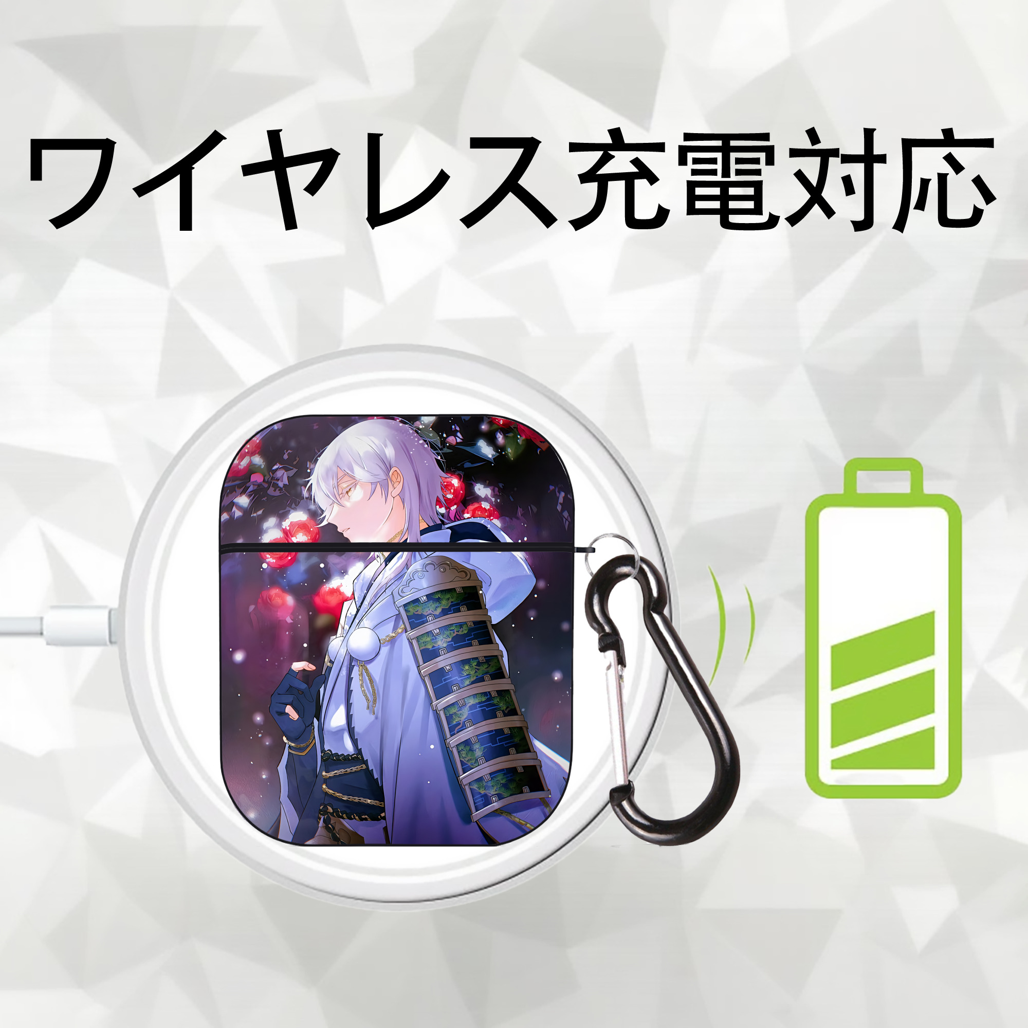 刀剣乱舞 Touken Ranbu AirPods 第2世代保護ケース ハードシェル ブラック 耐衝撃・防指紋・カラビナ付き