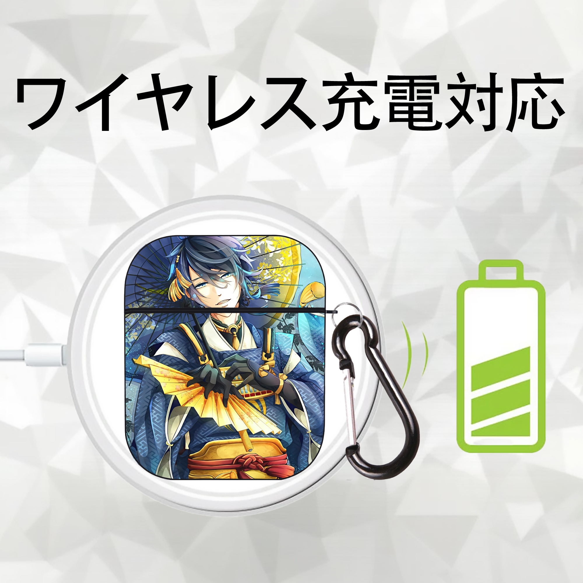 刀剣乱舞 Touken Ranbu AirPods 第2世代保護ケース ハードシェル ブラック 耐衝撃・防指紋・カラビナ付き