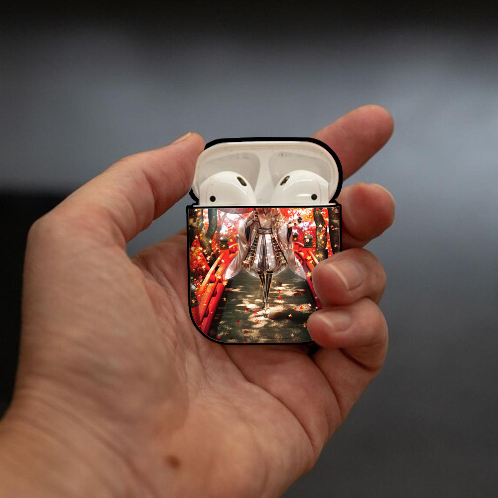刀剣乱舞 Touken Ranbu AirPods 第2世代保護ケース ハードシェル ブラック 耐衝撃・防指紋・カラビナ付き