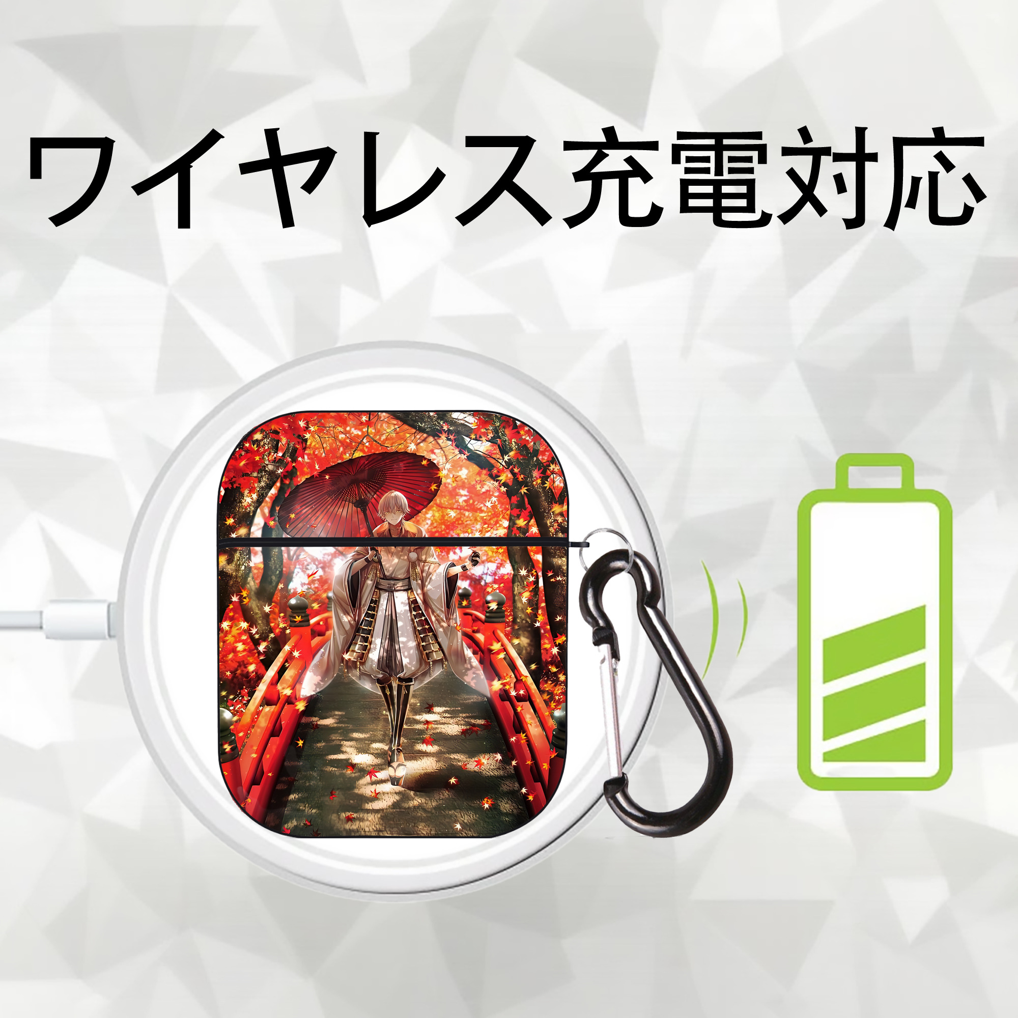 刀剣乱舞 Touken Ranbu AirPods 第2世代保護ケース ハードシェル ブラック 耐衝撃・防指紋・カラビナ付き