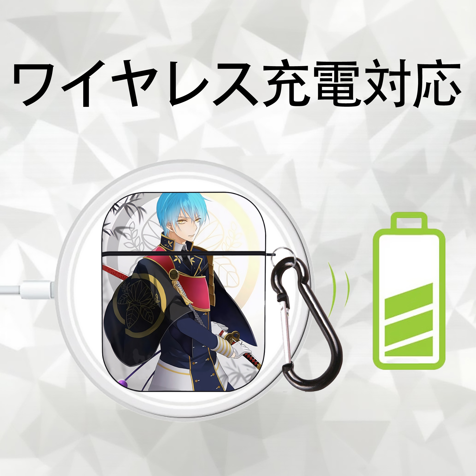 刀剣乱舞 Touken Ranbu AirPods 第2世代保護ケース ハードシェル ブラック 耐衝撃・防指紋・カラビナ付き