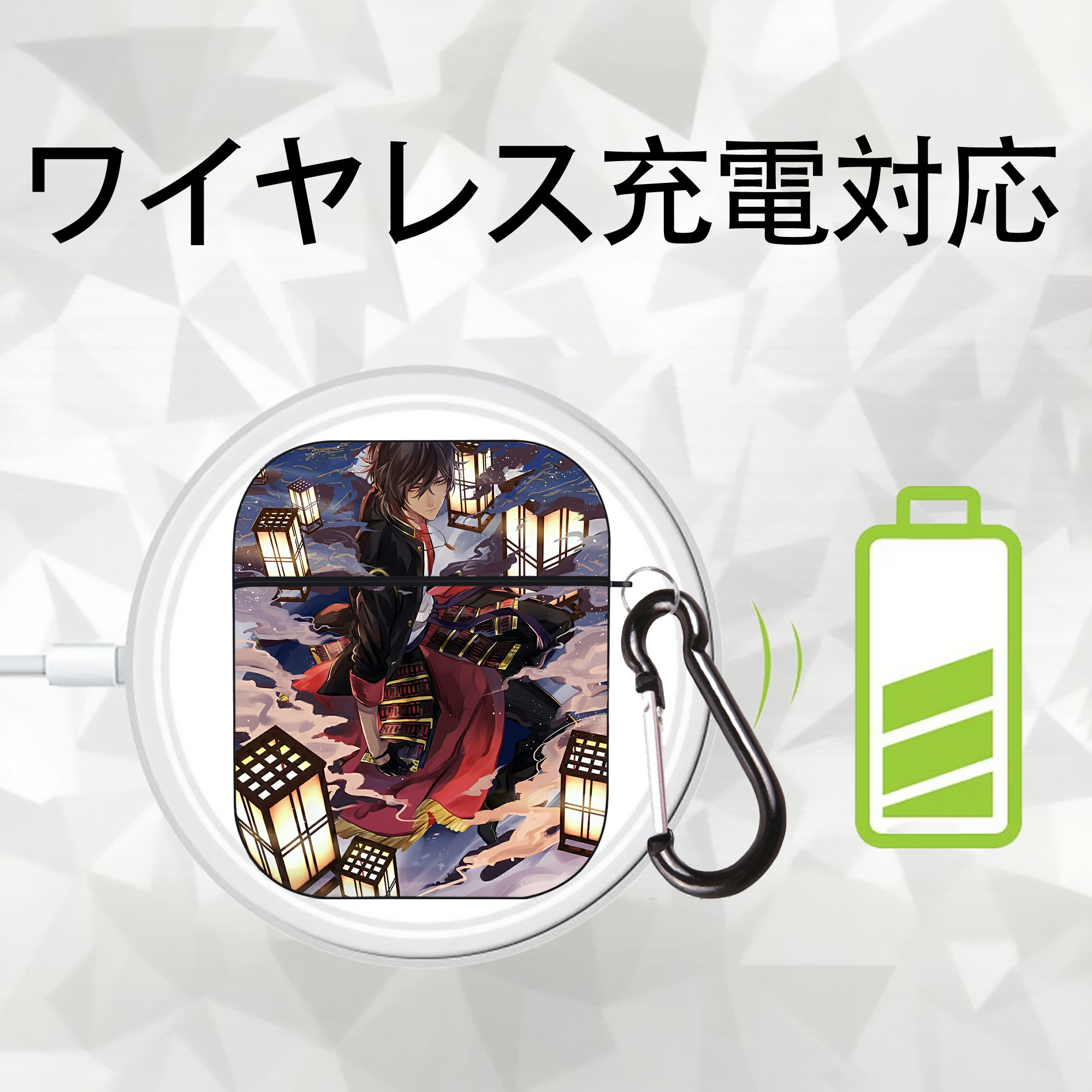 刀剣乱舞 Touken Ranbu AirPods 第2世代保護ケース ハードシェル ブラック 耐衝撃・防指紋・カラビナ付き
