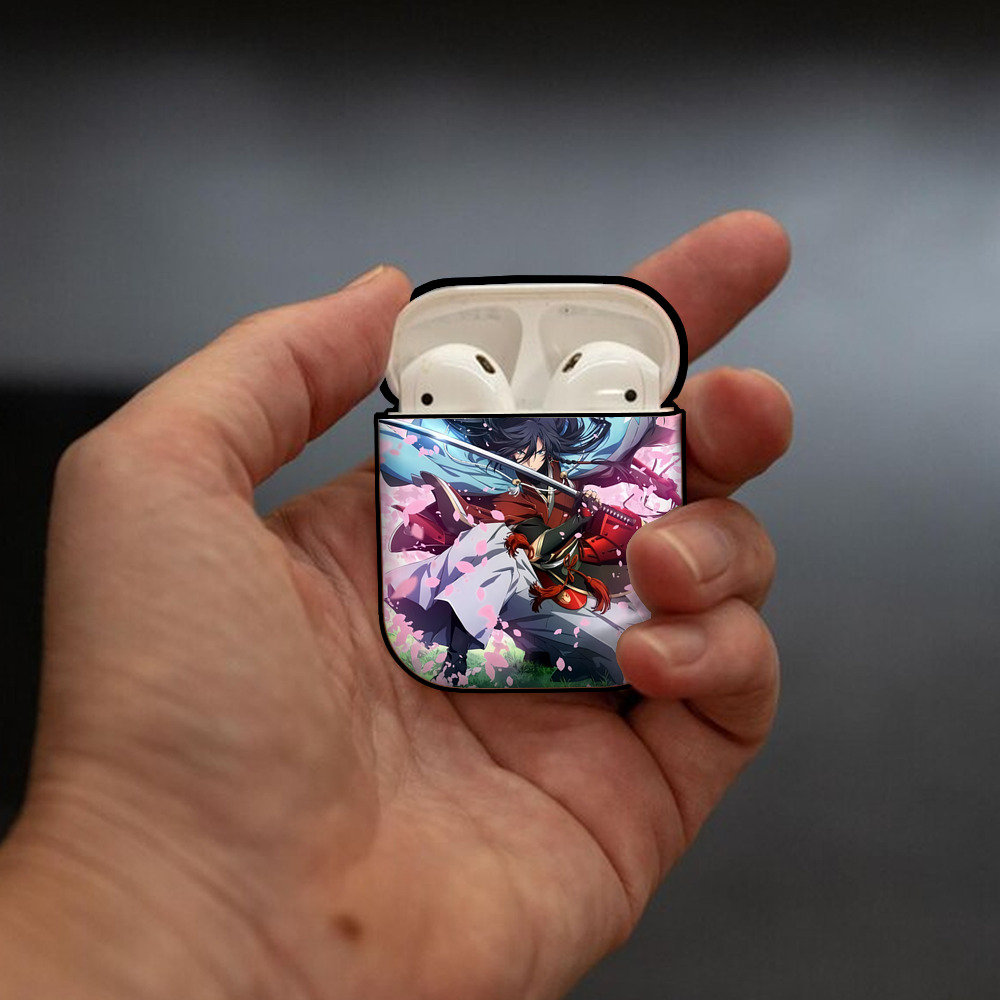 刀剣乱舞 Touken Ranbu AirPods 第2世代保護ケース ハードシェル ブラック 耐衝撃・防指紋・カラビナ付き