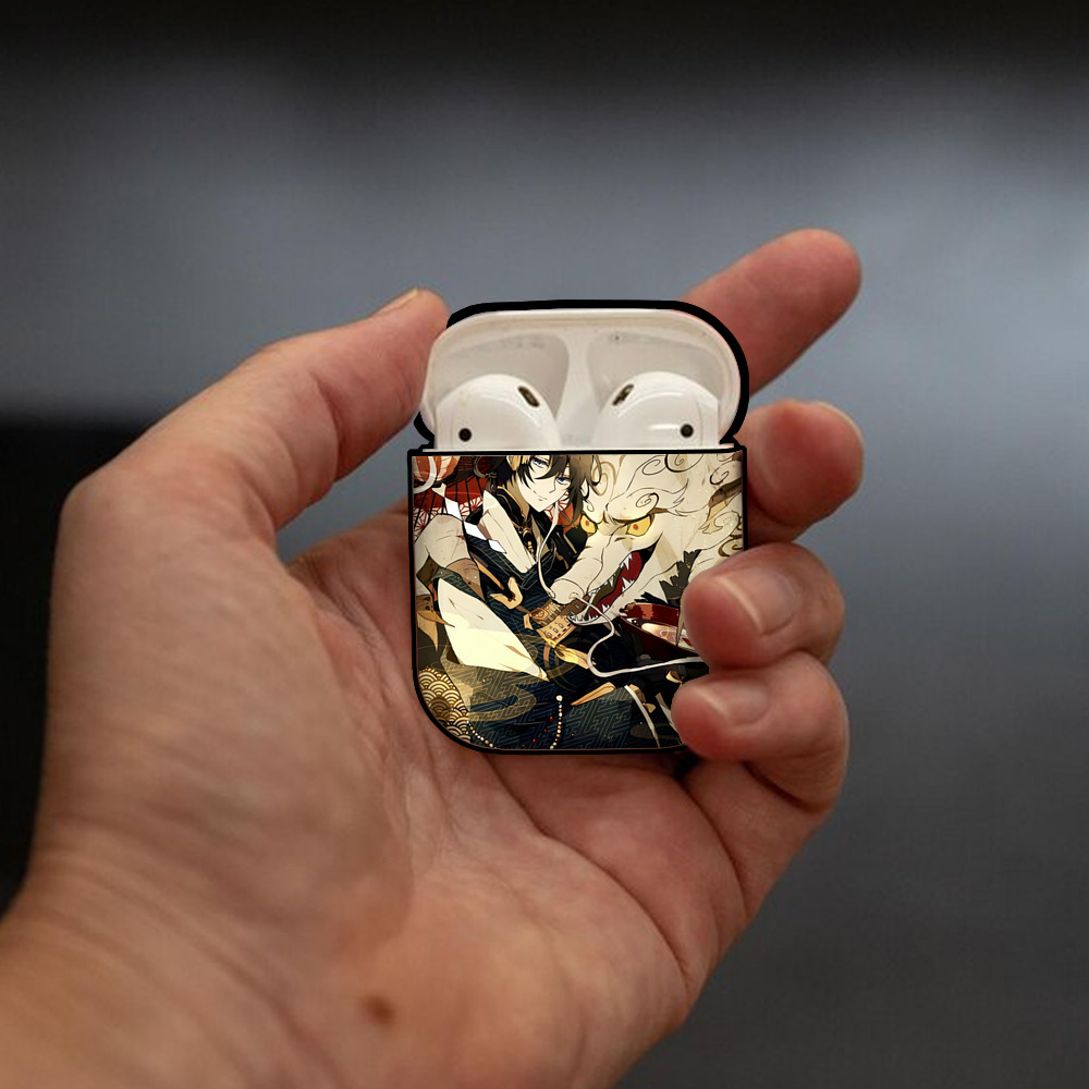 刀剣乱舞 Touken Ranbu AirPods 第2世代保護ケース ハードシェル ブラック 耐衝撃・防指紋・カラビナ付き