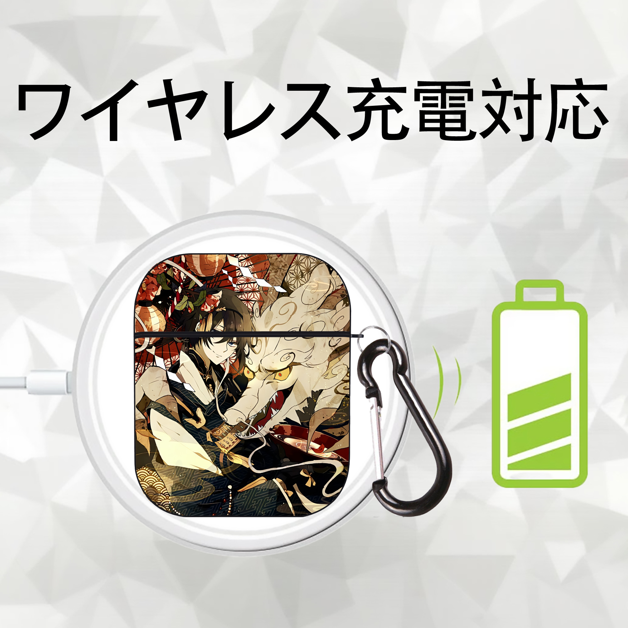 刀剣乱舞 Touken Ranbu AirPods 第2世代保護ケース ハードシェル ブラック 耐衝撃・防指紋・カラビナ付き