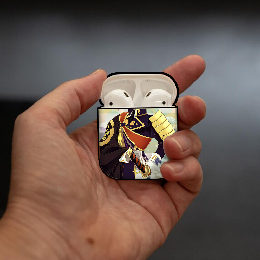刀剣乱舞 Touken Ranbu AirPods 第2世代保護ケース ハードシェル ブラック 耐衝撃・防指紋・カラビナ付き