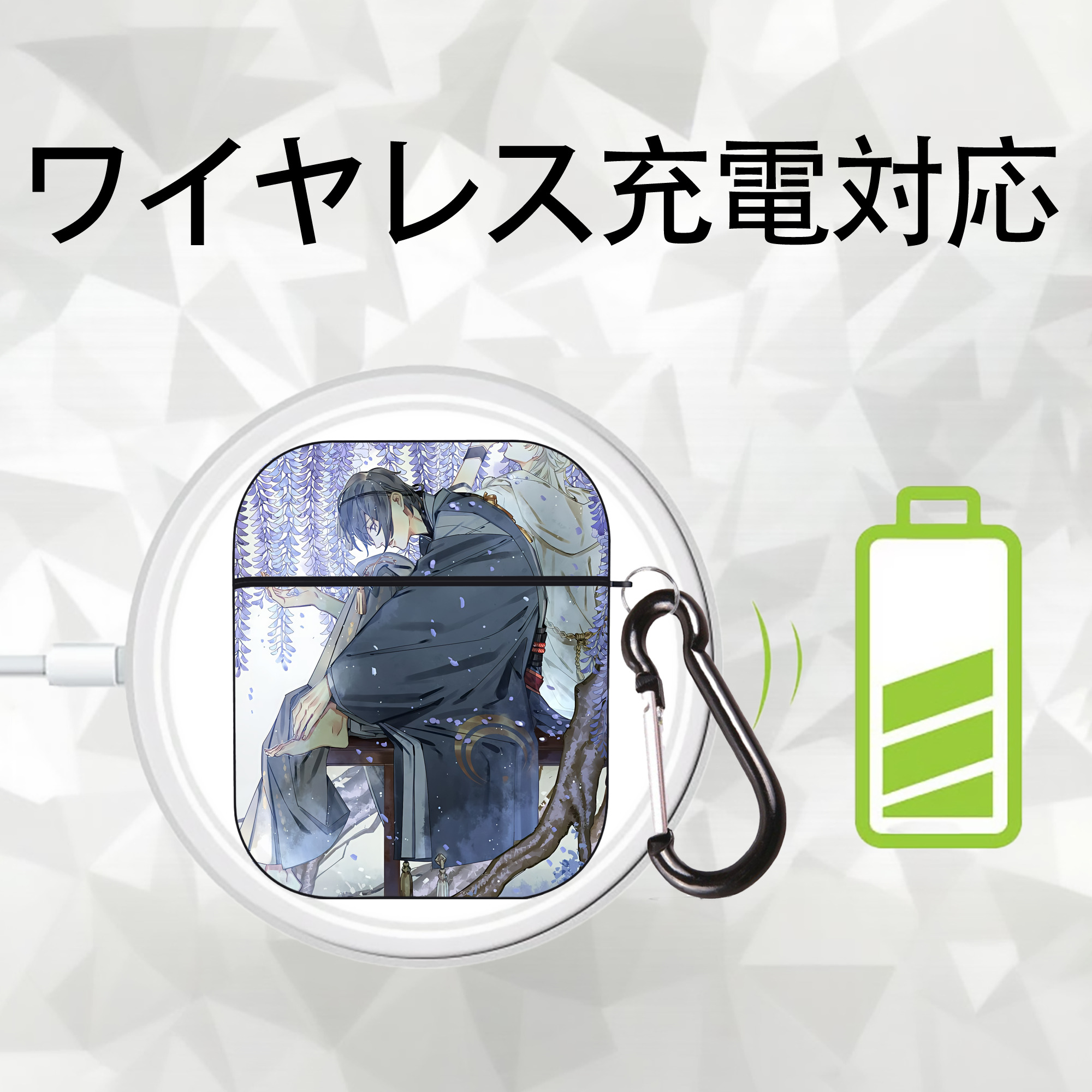 刀剣乱舞 Touken Ranbu AirPods 第2世代保護ケース ハードシェル ブラック 耐衝撃・防指紋・カラビナ付き