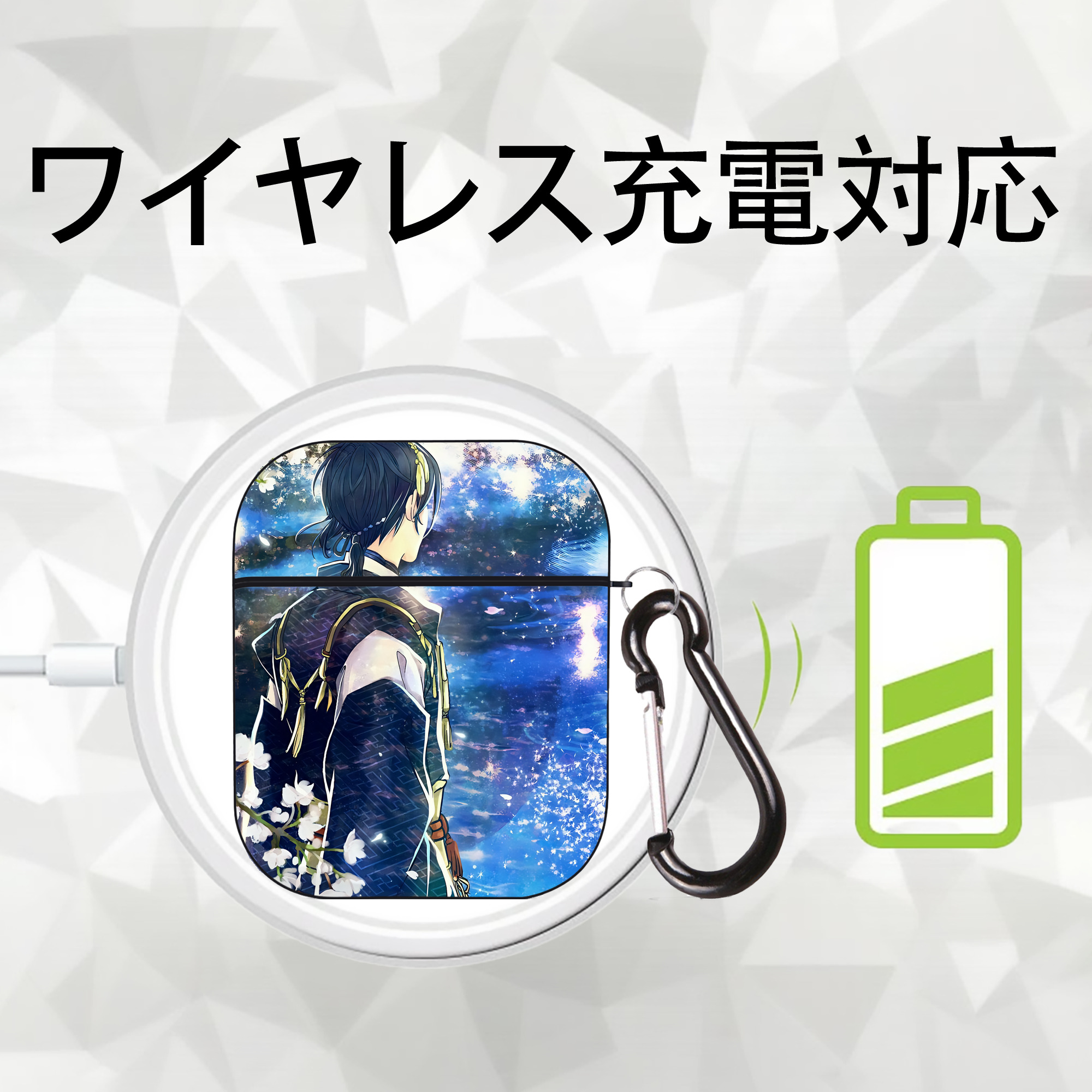 刀剣乱舞 Touken Ranbu AirPods 第2世代保護ケース ハードシェル ブラック 耐衝撃・防指紋・カラビナ付き