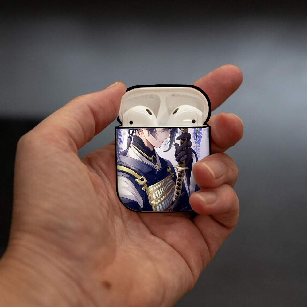 刀剣乱舞 Touken Ranbu AirPods 第2世代保護ケース ハードシェル ブラック 耐衝撃・防指紋・カラビナ付き