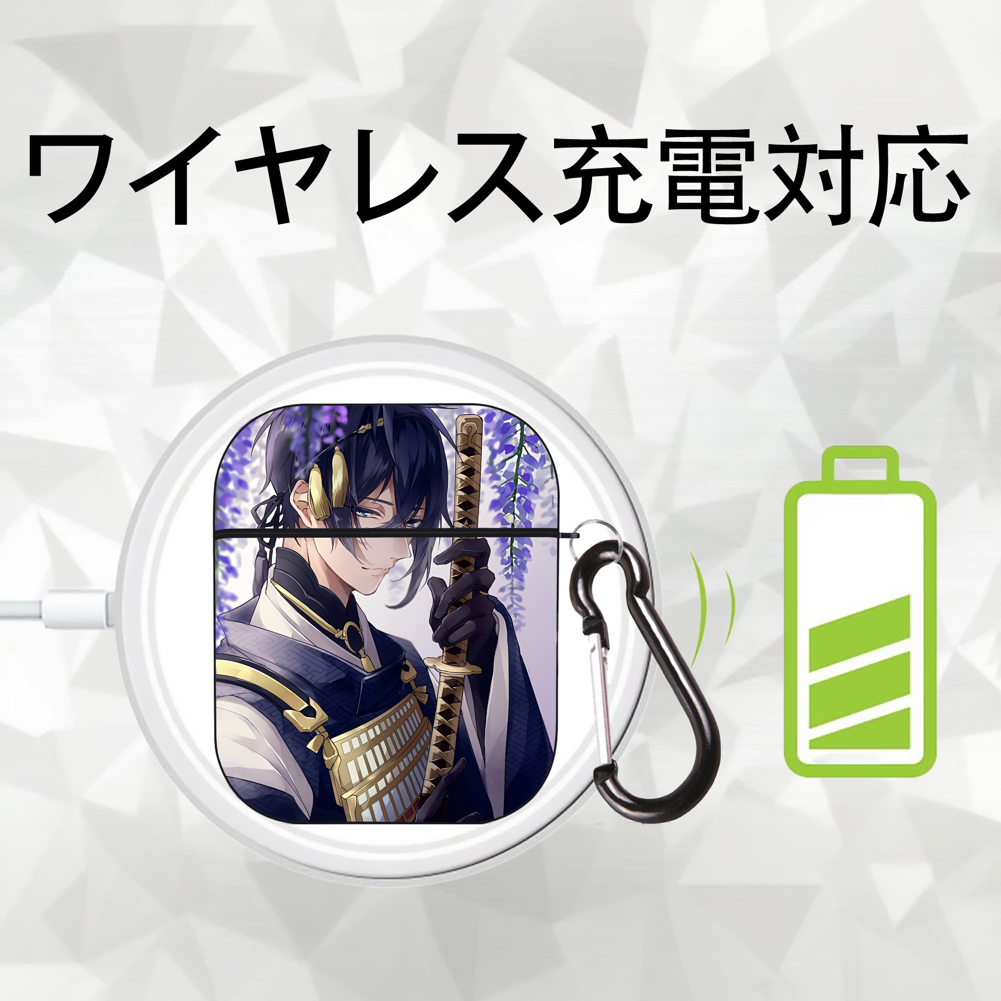 刀剣乱舞 Touken Ranbu AirPods 第2世代保護ケース ハードシェル ブラック 耐衝撃・防指紋・カラビナ付き