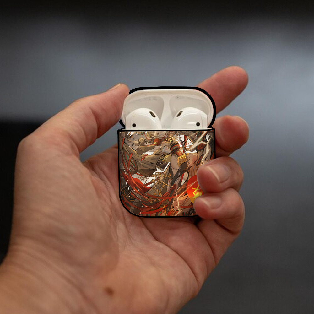 刀剣乱舞 Touken Ranbu AirPods 第2世代保護ケース ハードシェル ブラック 耐衝撃・防指紋・カラビナ付き
