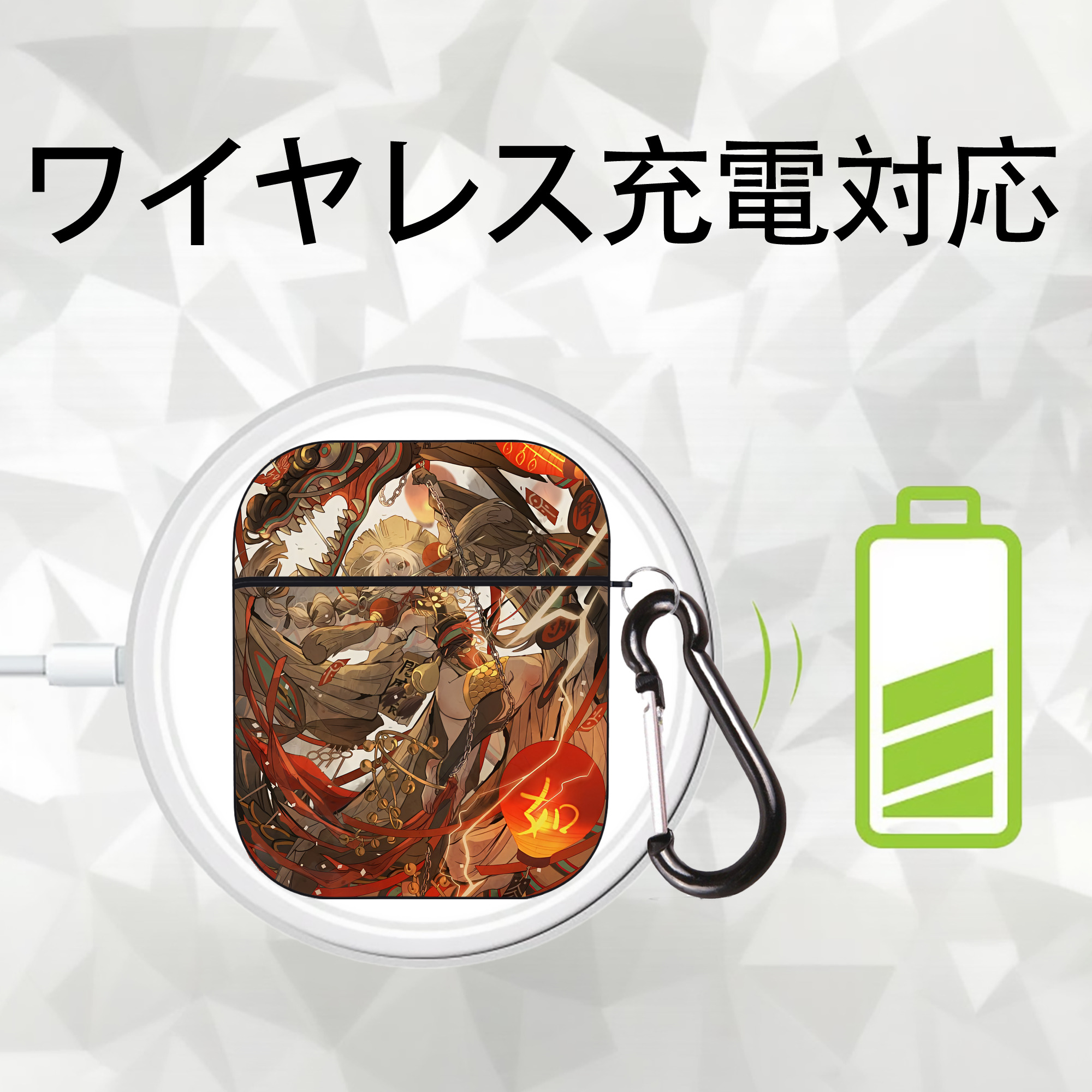 刀剣乱舞 Touken Ranbu AirPods 第2世代保護ケース ハードシェル ブラック 耐衝撃・防指紋・カラビナ付き