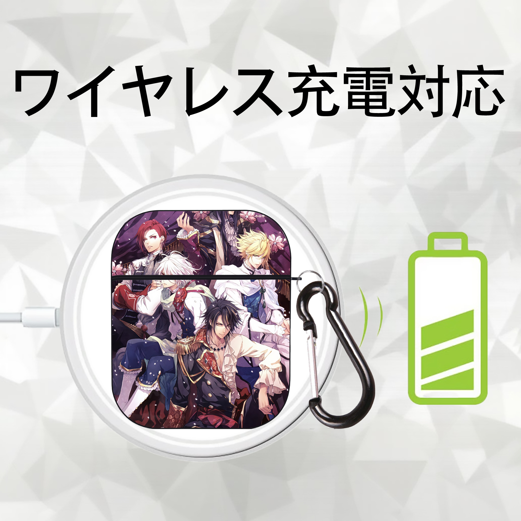 刀剣乱舞 Touken Ranbu AirPods 第2世代保護ケース ハードシェル ブラック 耐衝撃・防指紋・カラビナ付き