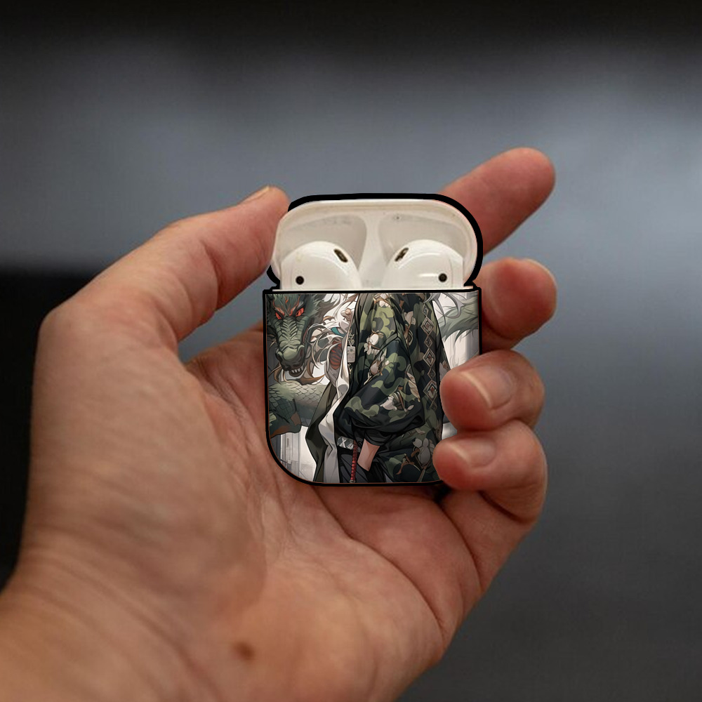 刀剣乱舞 Touken Ranbu AirPods 第2世代保護ケース ハードシェル ブラック 耐衝撃・防指紋・カラビナ付き