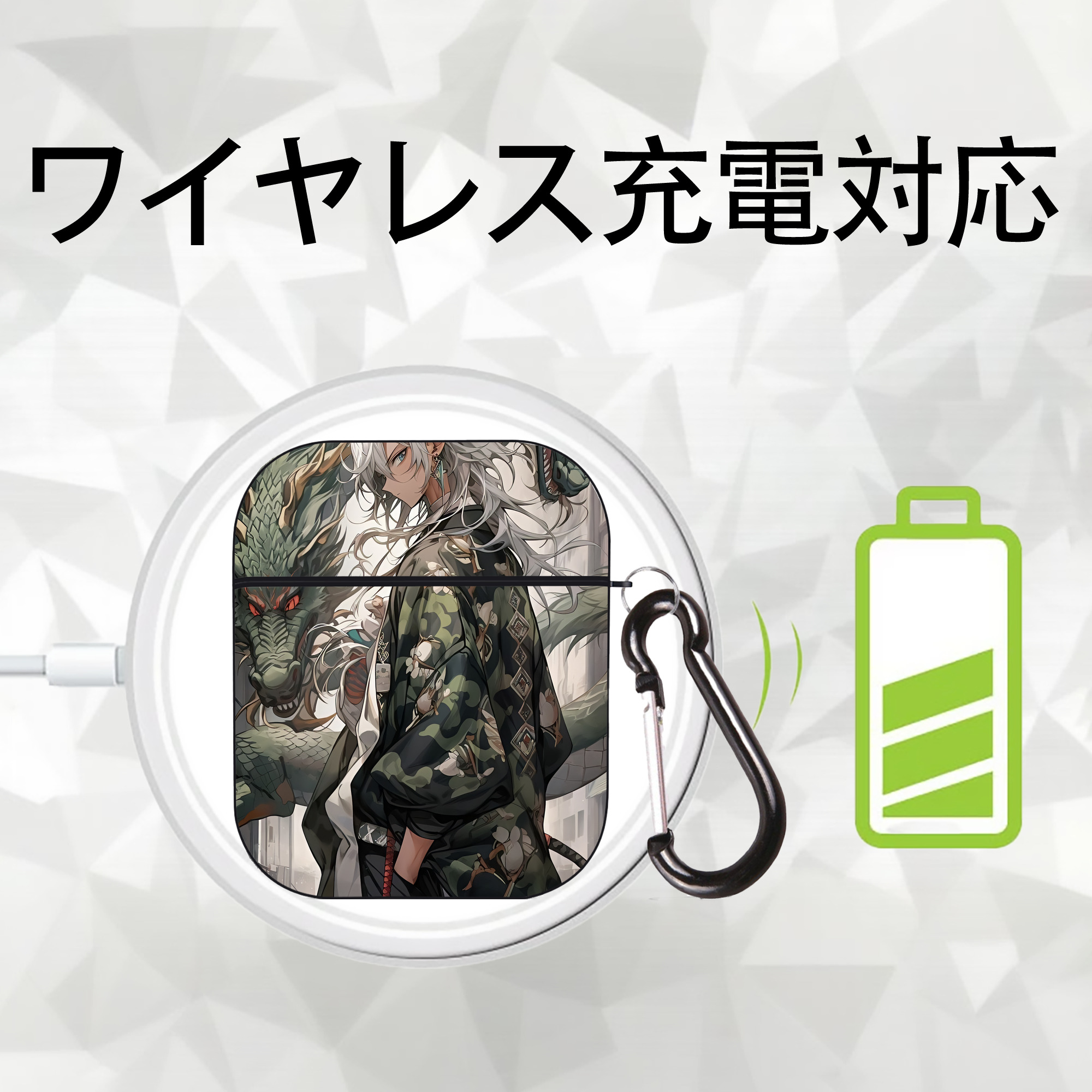 刀剣乱舞 Touken Ranbu AirPods 第2世代保護ケース ハードシェル ブラック 耐衝撃・防指紋・カラビナ付き