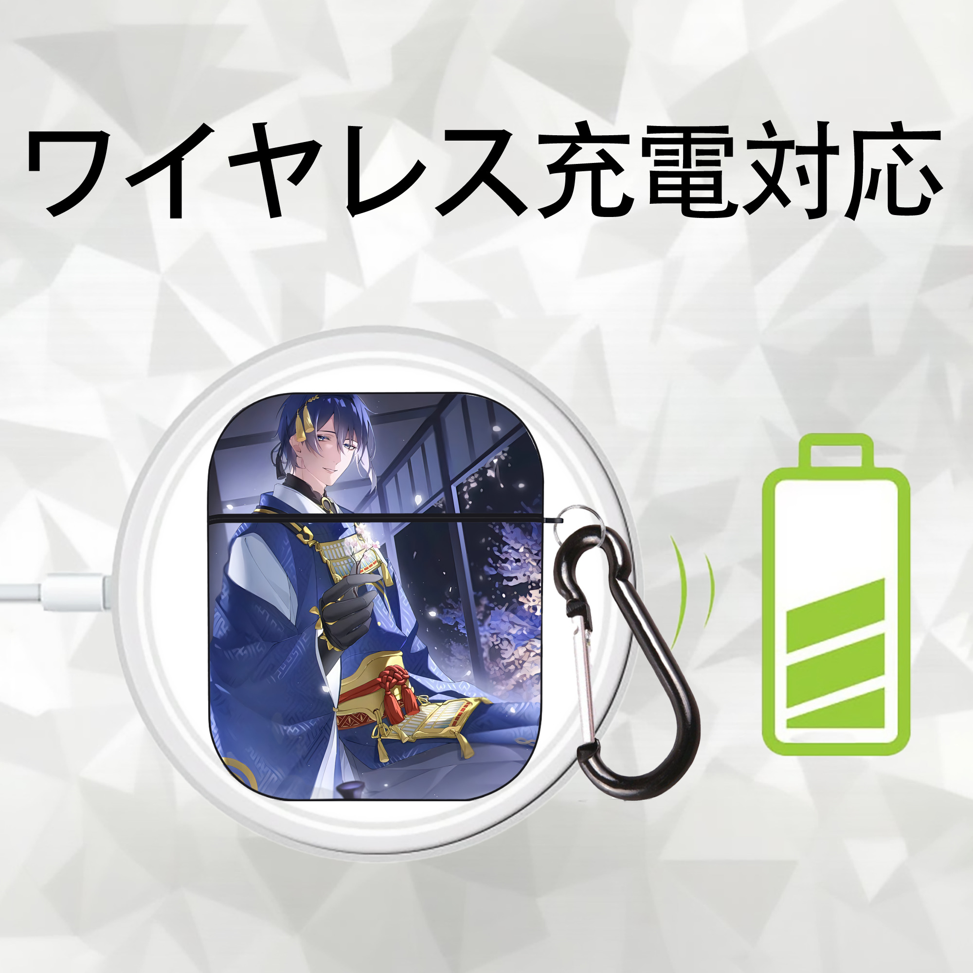 刀剣乱舞 Touken Ranbu AirPods 第2世代保護ケース ハードシェル ブラック 耐衝撃・防指紋・カラビナ付き