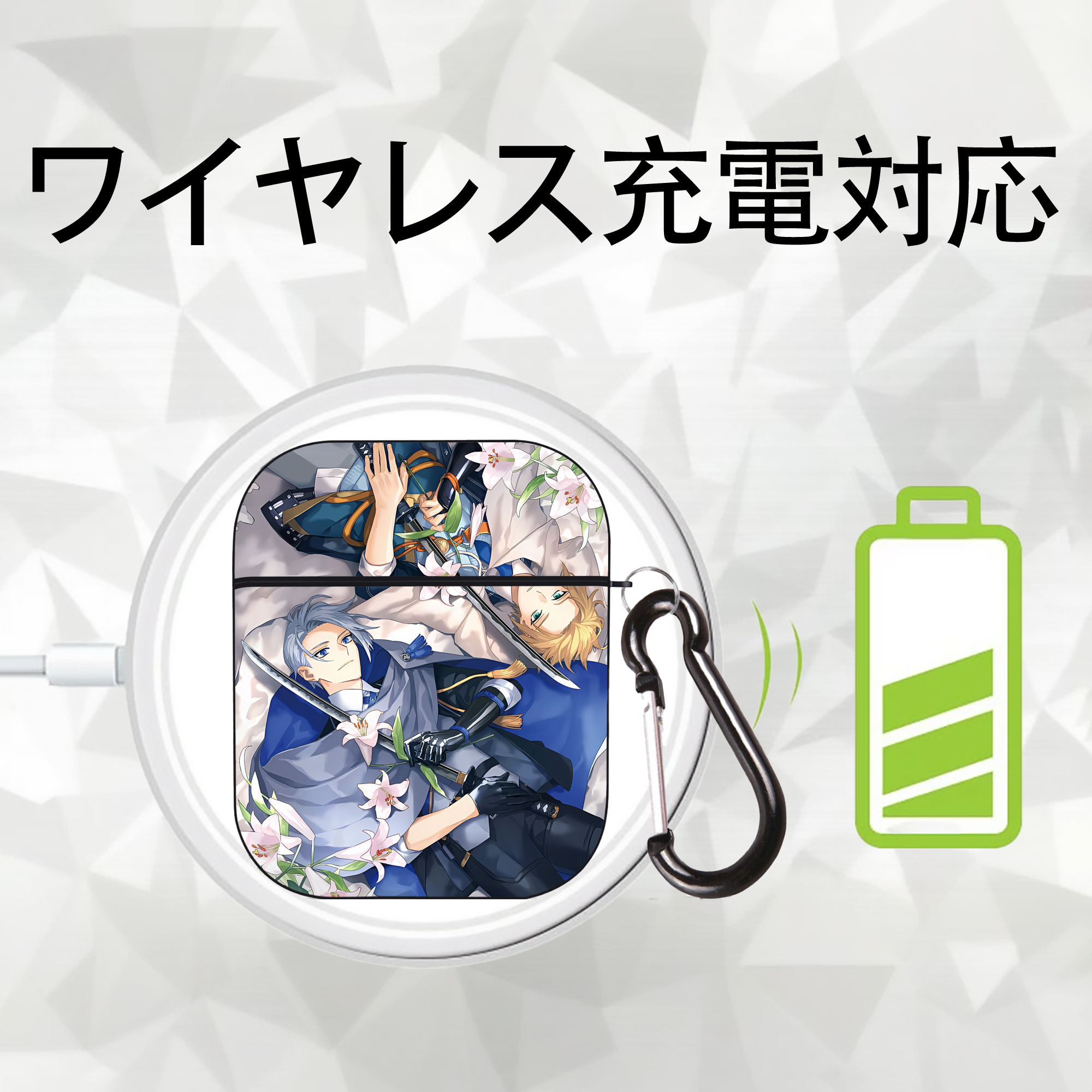 刀剣乱舞 Touken Ranbu AirPods 第2世代保護ケース ハードシェル ブラック 耐衝撃・防指紋・カラビナ付き