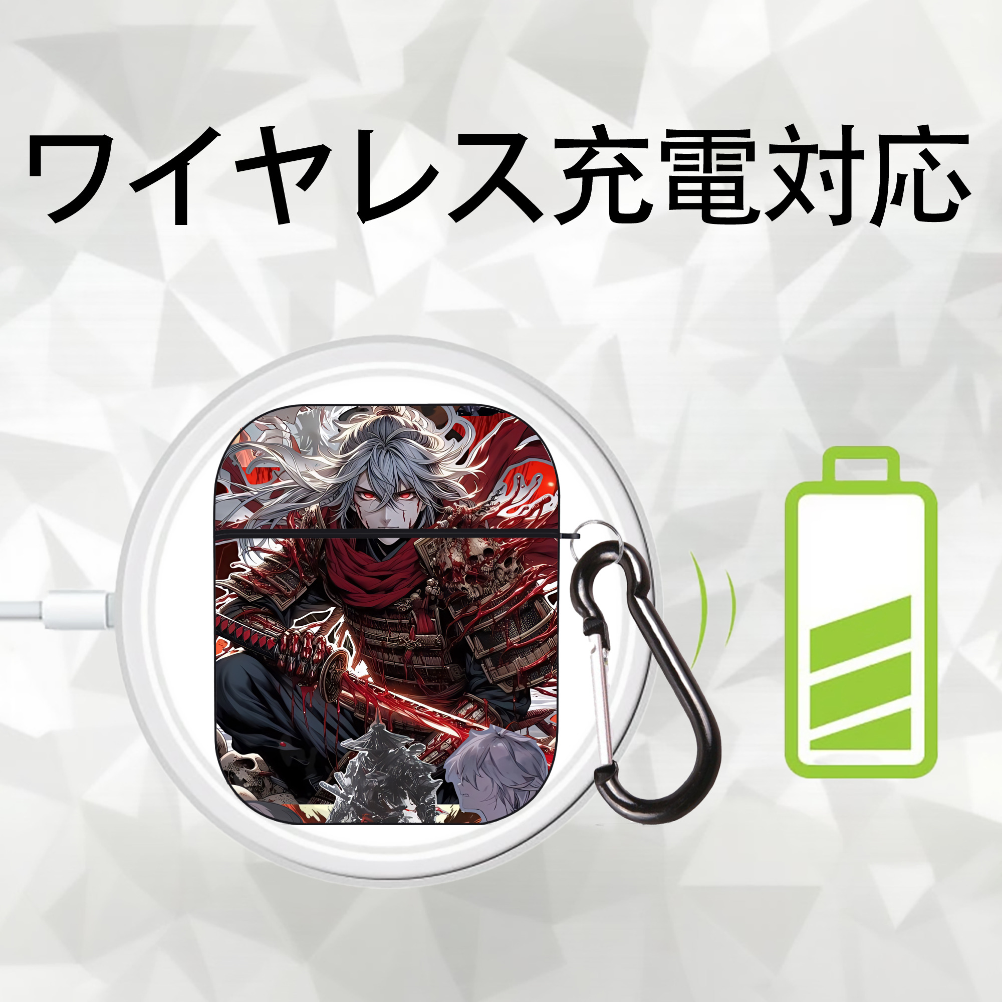 刀剣乱舞 Touken Ranbu AirPods 第2世代保護ケース ハードシェル ブラック 耐衝撃・防指紋・カラビナ付き