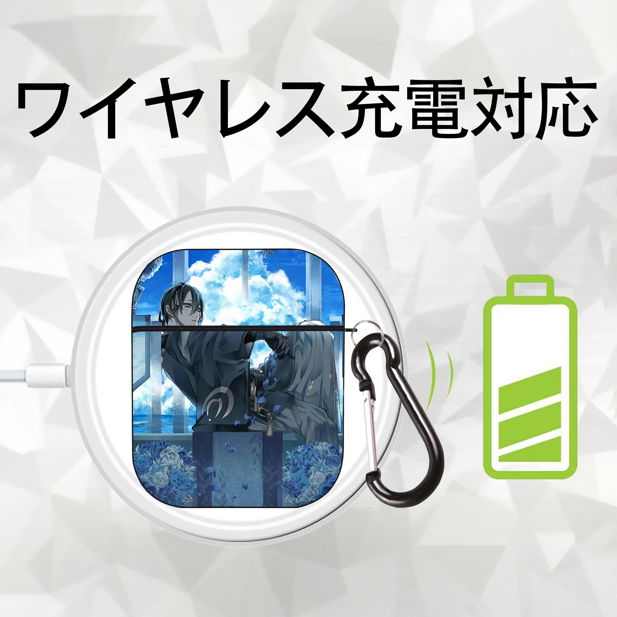 刀剣乱舞 Touken Ranbu AirPods 第2世代保護ケース ハードシェル ブラック 耐衝撃・防指紋・カラビナ付き