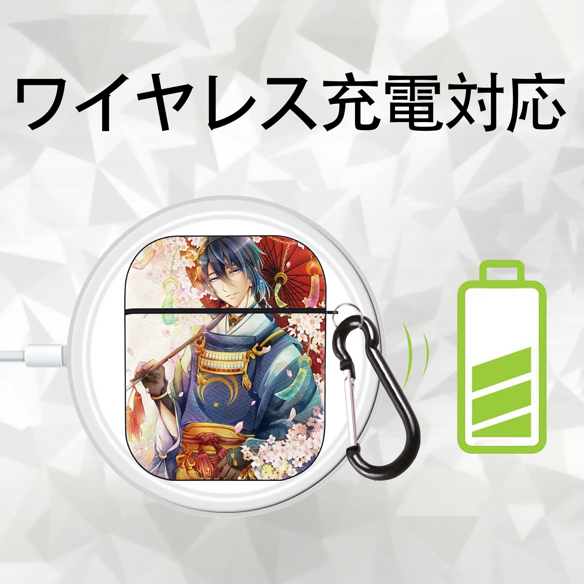 刀剣乱舞 Touken Ranbu AirPods 第2世代保護ケース ハードシェル ブラック 耐衝撃・防指紋・カラビナ付き