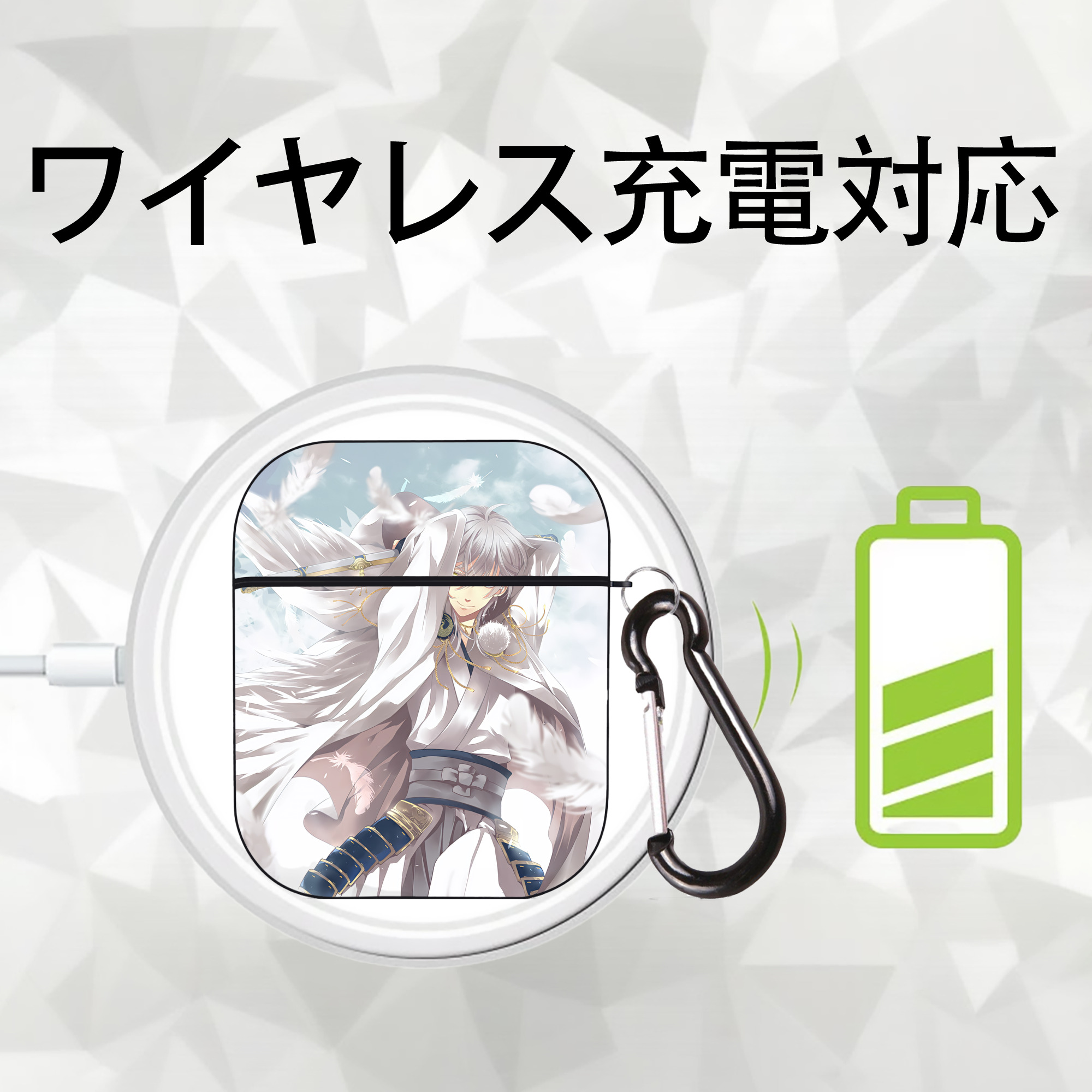 刀剣乱舞 Touken Ranbu AirPods 第2世代保護ケース ハードシェル ブラック 耐衝撃・防指紋・カラビナ付き