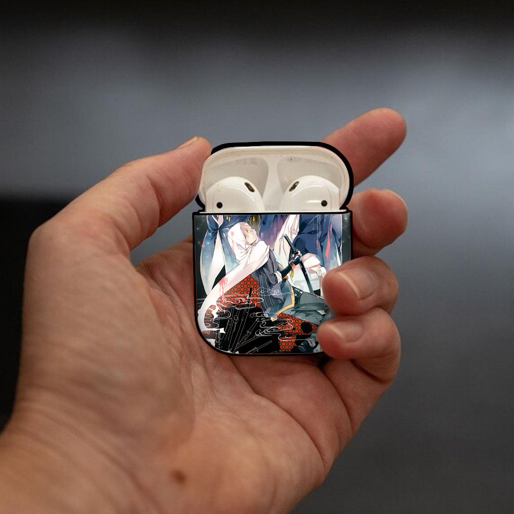 刀剣乱舞 Touken Ranbu AirPods 第2世代保護ケース ハードシェル ブラック 耐衝撃・防指紋・カラビナ付き