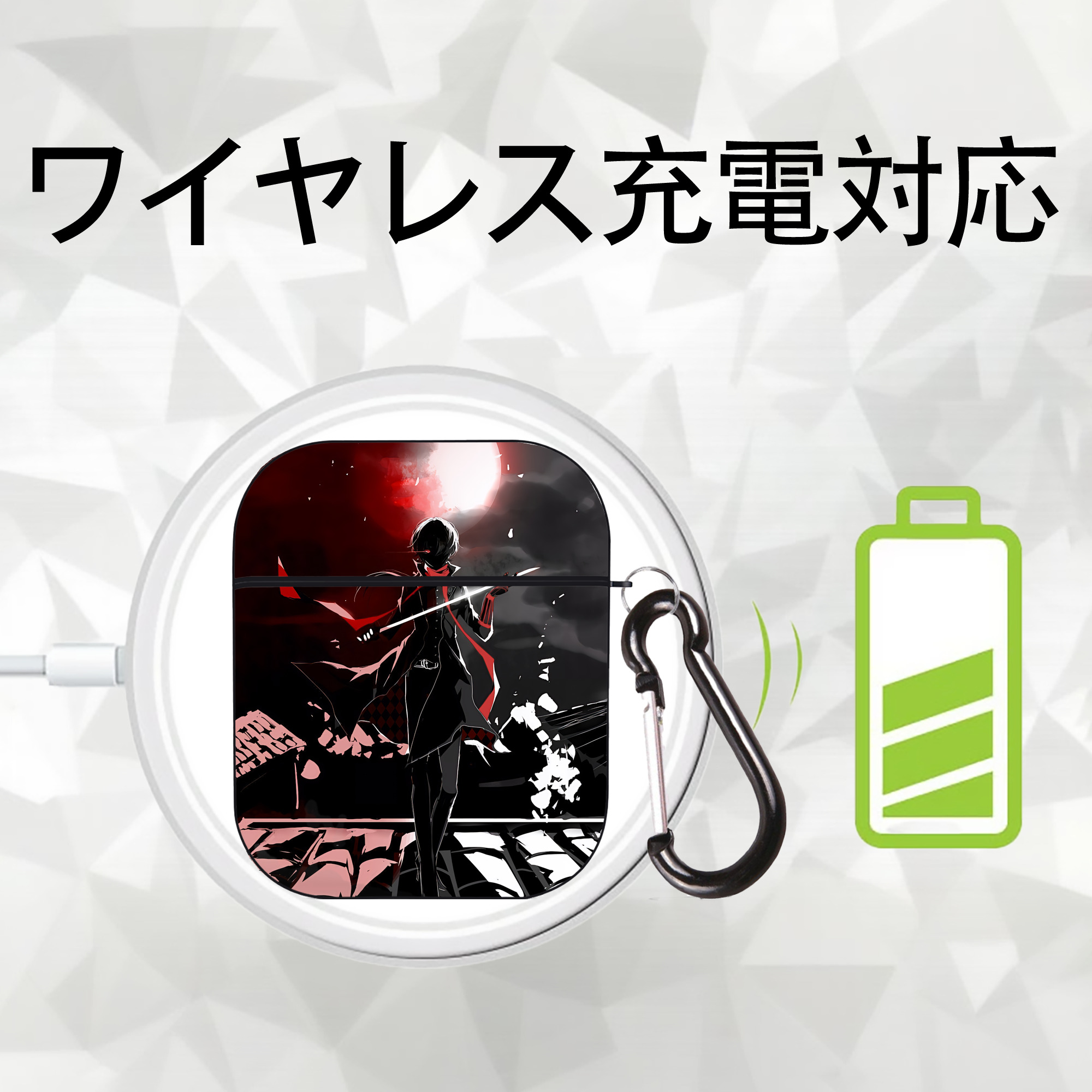 刀剣乱舞 Touken Ranbu AirPods 第2世代保護ケース ハードシェル ブラック 耐衝撃・防指紋・カラビナ付き