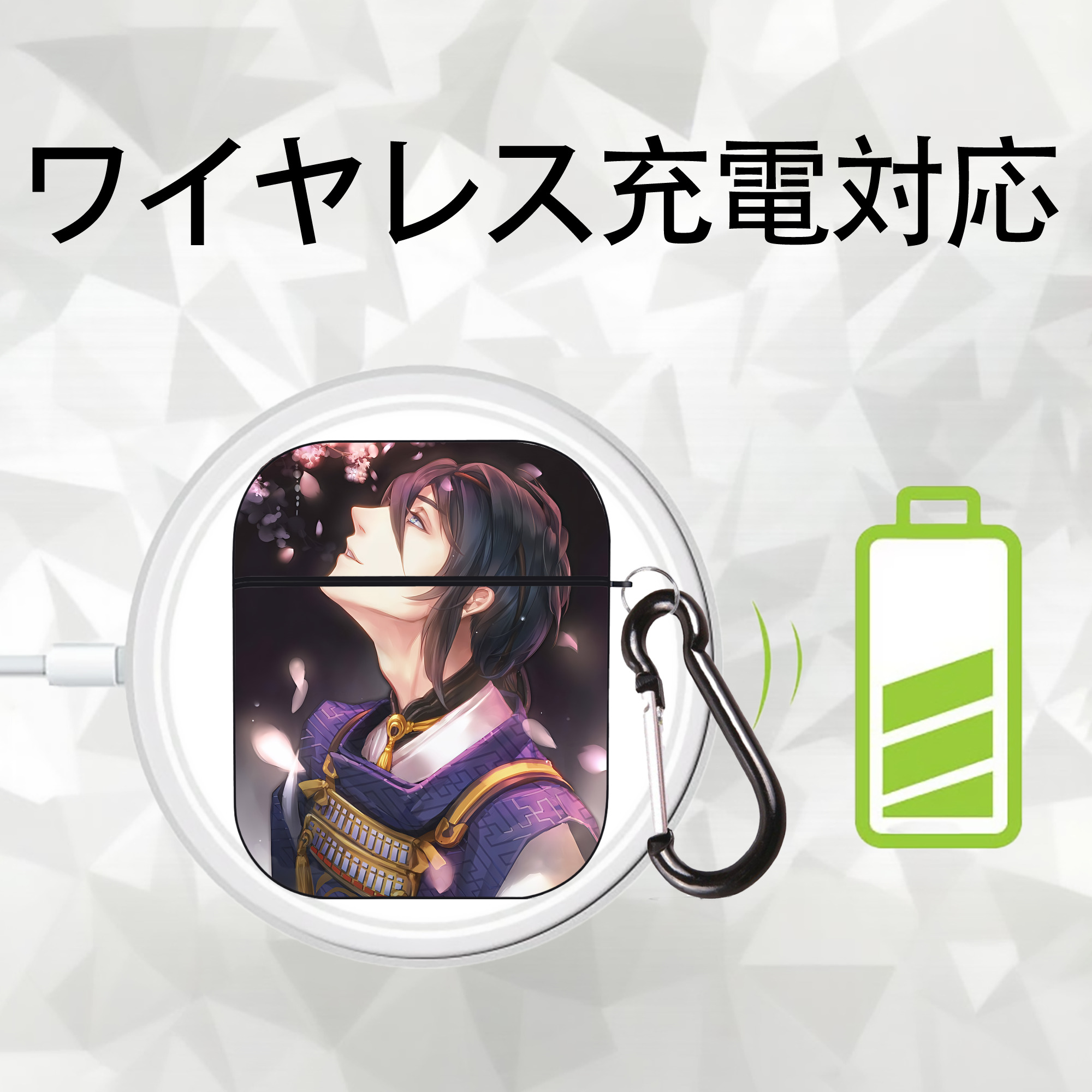 刀剣乱舞 Touken Ranbu AirPods 第2世代保護ケース ハードシェル ブラック 耐衝撃・防指紋・カラビナ付き
