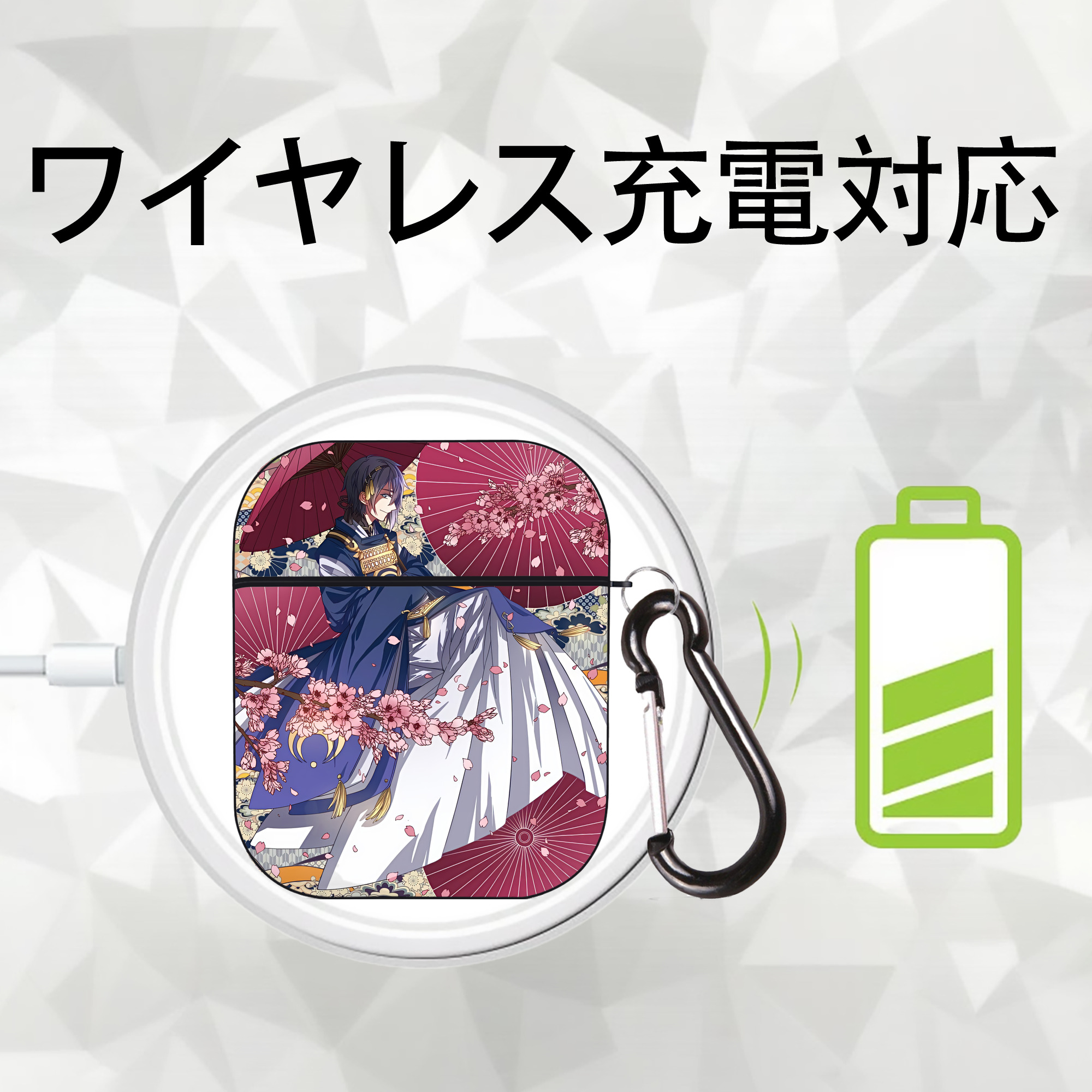 刀剣乱舞 Touken Ranbu AirPods 第2世代保護ケース ハードシェル ブラック 耐衝撃・防指紋・カラビナ付き