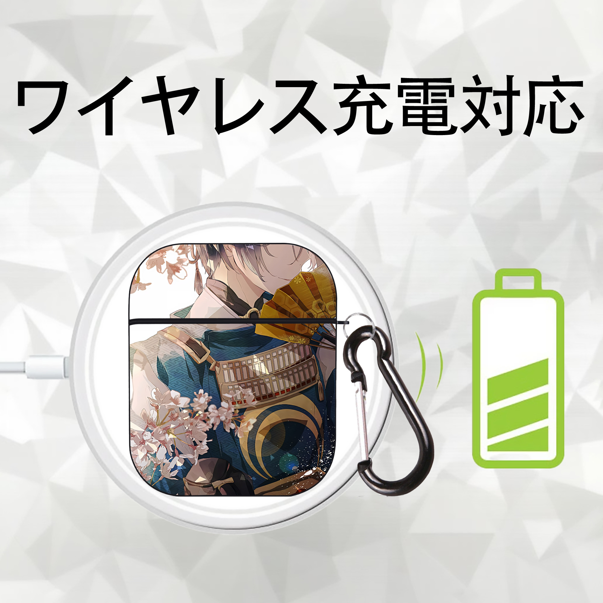 刀剣乱舞 Touken Ranbu AirPods 第2世代保護ケース ハードシェル ブラック 耐衝撃・防指紋・カラビナ付き