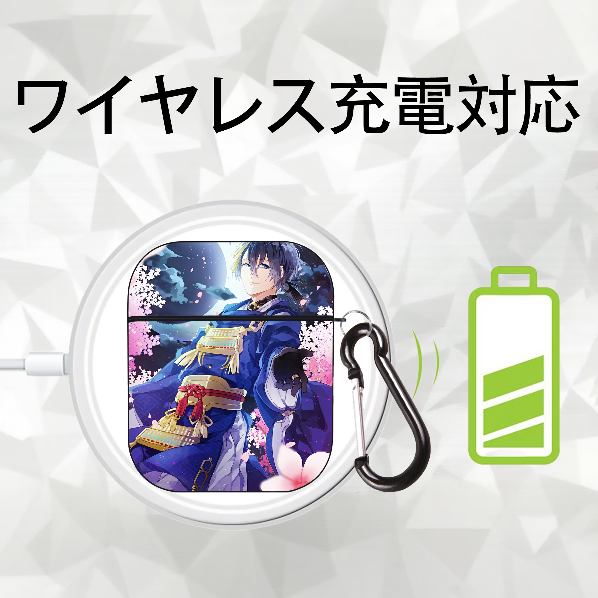 刀剣乱舞 Touken Ranbu AirPods 第2世代保護ケース ハードシェル ブラック 耐衝撃・防指紋・カラビナ付き