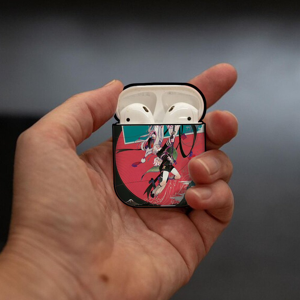 刀剣乱舞 Touken Ranbu AirPods 第2世代保護ケース ハードシェル ブラック 耐衝撃・防指紋・カラビナ付き