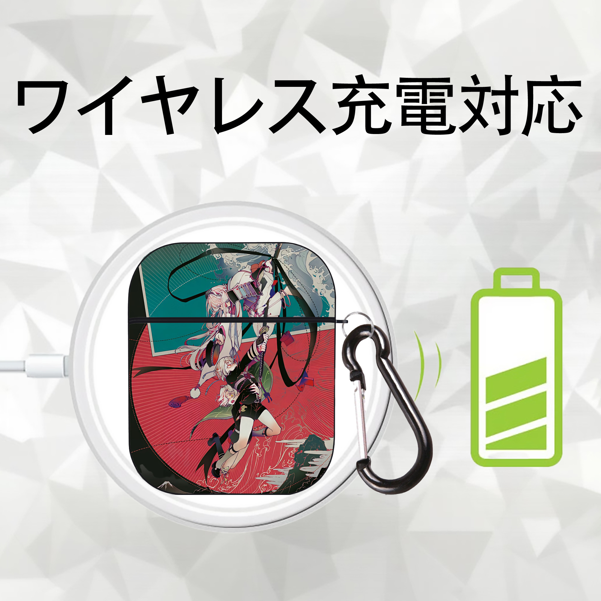 刀剣乱舞 Touken Ranbu AirPods 第2世代保護ケース ハードシェル ブラック 耐衝撃・防指紋・カラビナ付き