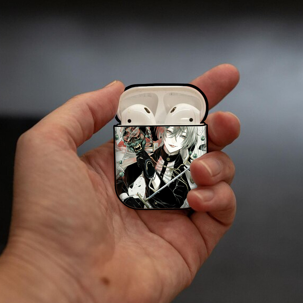 刀剣乱舞 Touken Ranbu AirPods 第2世代保護ケース ハードシェル ブラック 耐衝撃・防指紋・カラビナ付き