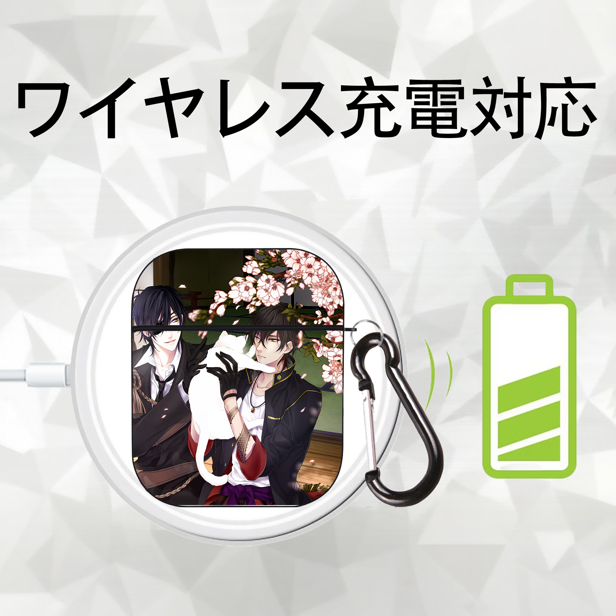 刀剣乱舞 Touken Ranbu AirPods 第2世代保護ケース ハードシェル ブラック 耐衝撃・防指紋・カラビナ付き