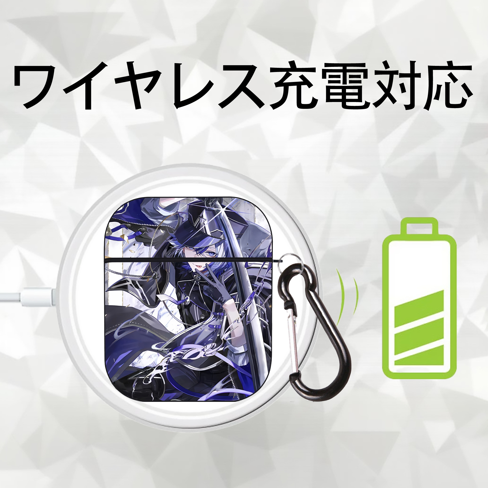 刀剣乱舞 Touken Ranbu AirPods 第2世代保護ケース ハードシェル ブラック 耐衝撃・防指紋・カラビナ付き
