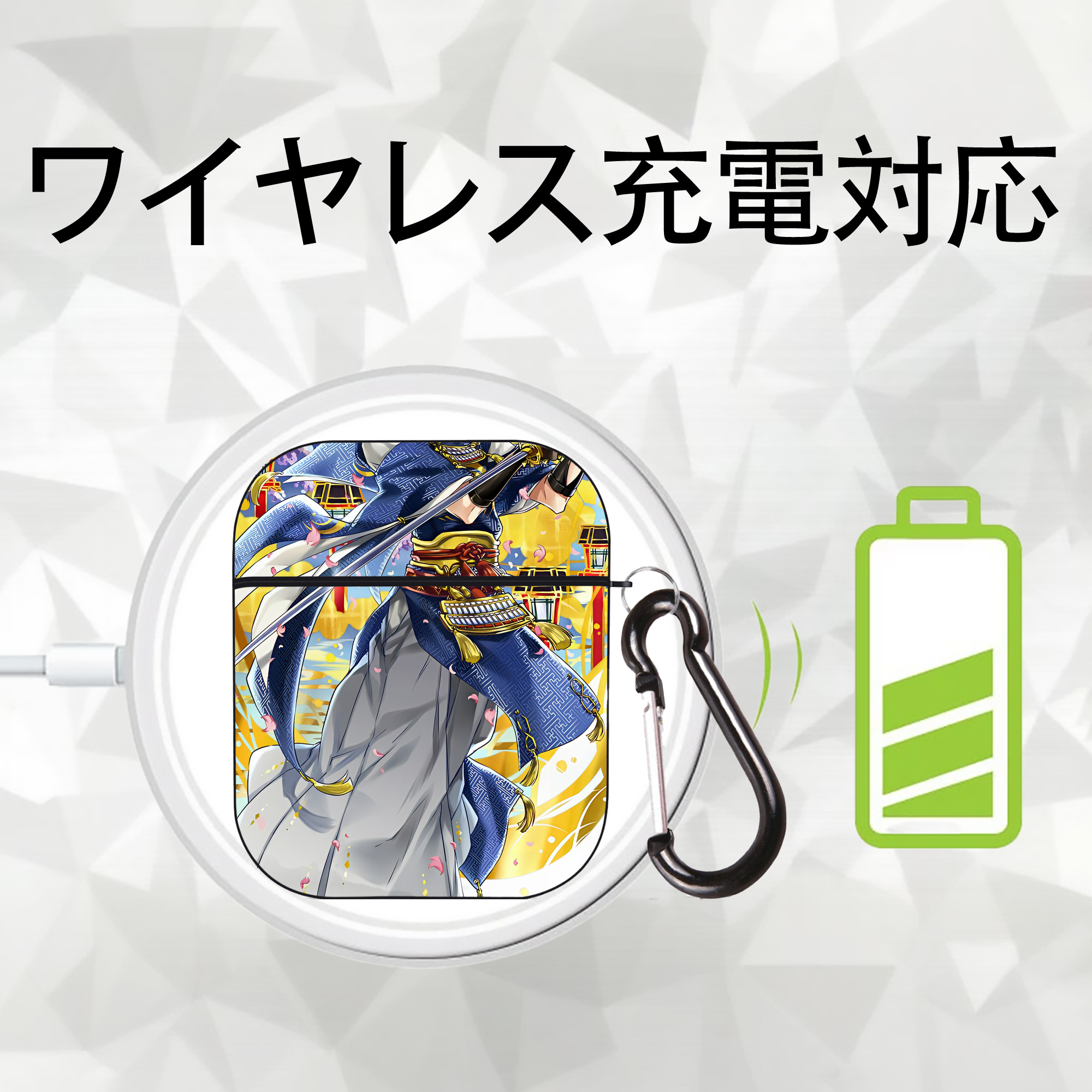 刀剣乱舞 Touken Ranbu AirPods 第2世代保護ケース ハードシェル ブラック 耐衝撃・防指紋・カラビナ付き