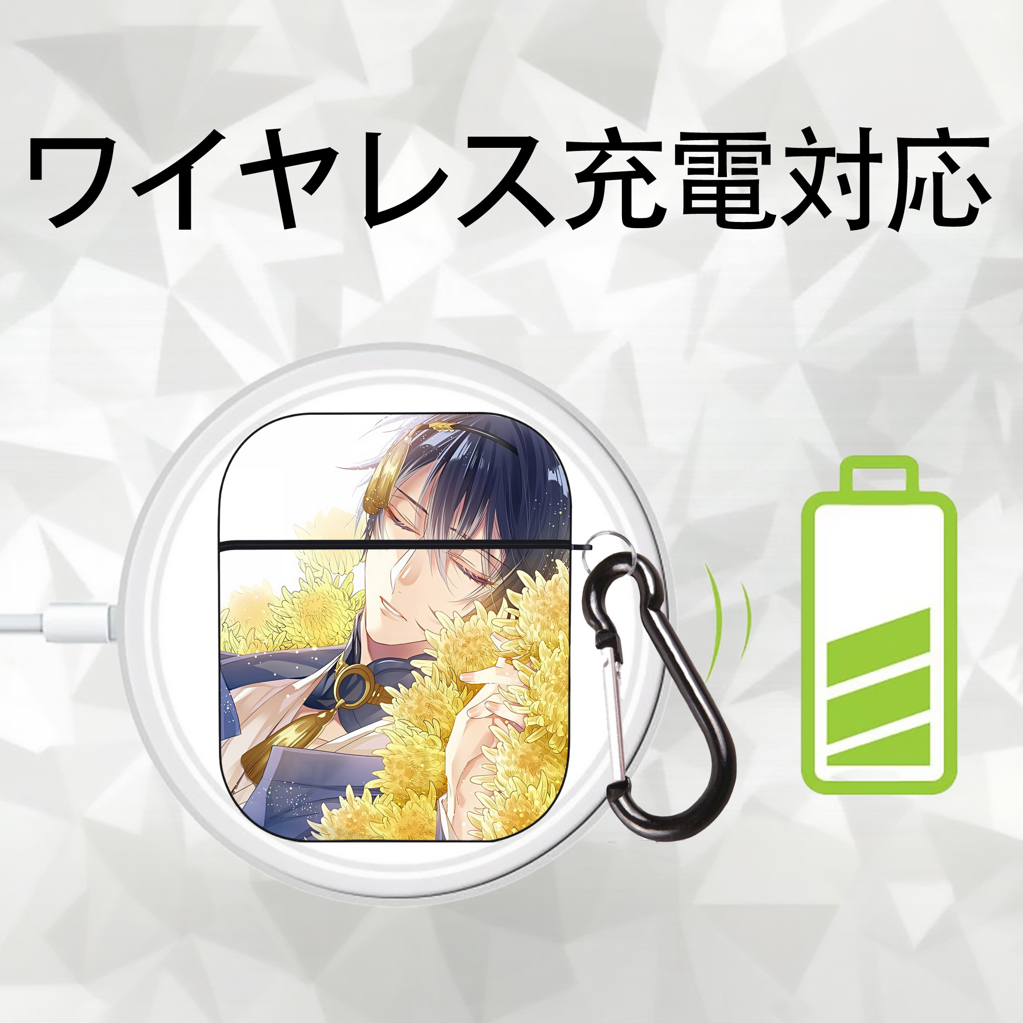 刀剣乱舞 Touken Ranbu AirPods 第2世代保護ケース ハードシェル ブラック 耐衝撃・防指紋・カラビナ付き