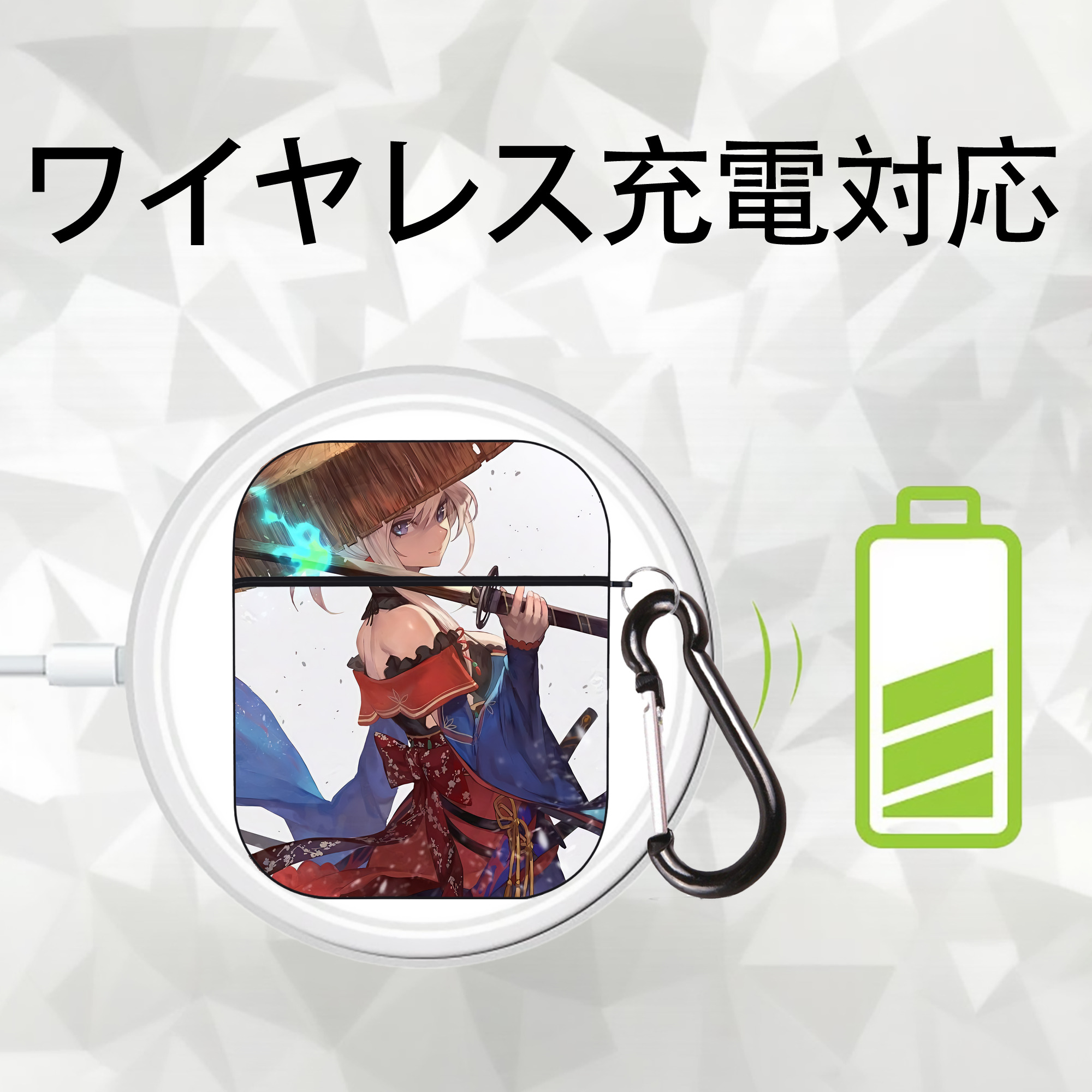 刀剣乱舞 Touken Ranbu AirPods 第2世代保護ケース ハードシェル ブラック 耐衝撃・防指紋・カラビナ付き