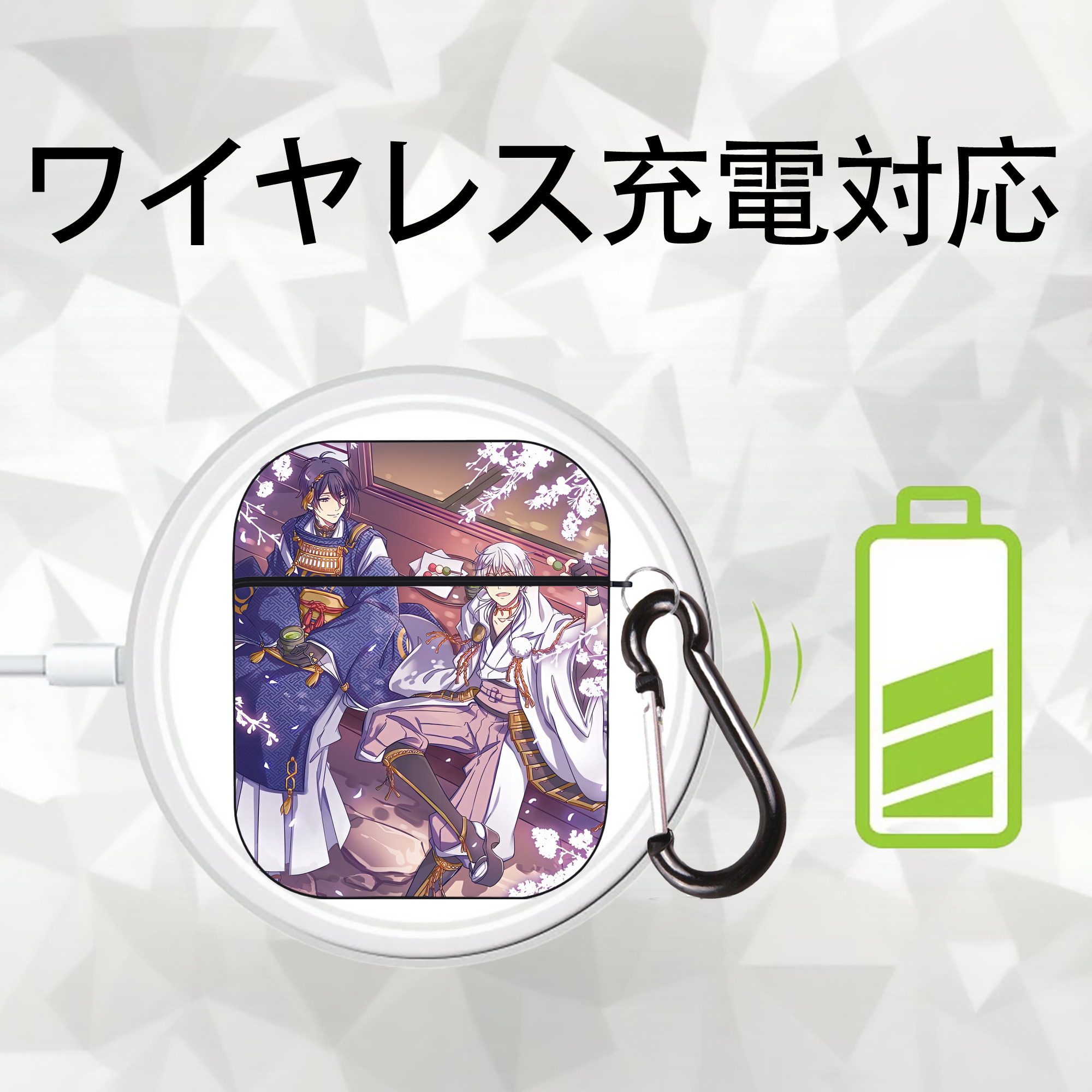 刀剣乱舞 Touken Ranbu AirPods 第2世代保護ケース ハードシェル ブラック 耐衝撃・防指紋・カラビナ付き