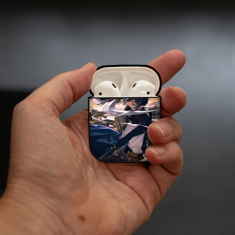 刀剣乱舞 Touken Ranbu AirPods 第2世代保護ケース ハードシェル ブラック 耐衝撃・防指紋・カラビナ付き