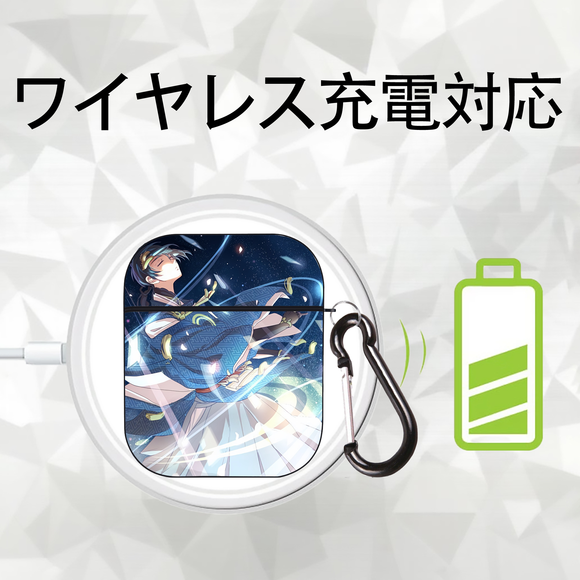 刀剣乱舞 Touken Ranbu AirPods 第2世代保護ケース ハードシェル ブラック 耐衝撃・防指紋・カラビナ付き