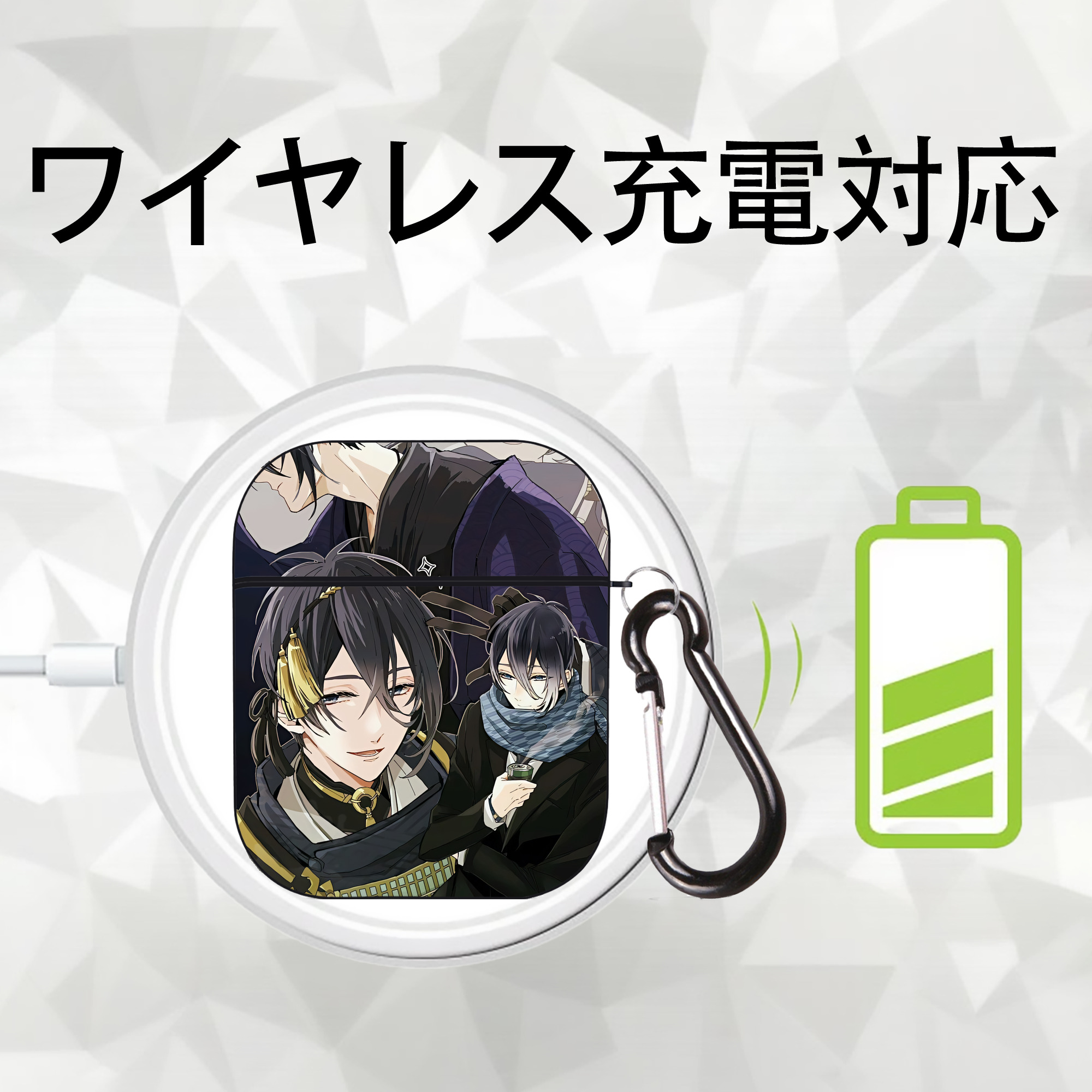 刀剣乱舞 Touken Ranbu AirPods 第2世代保護ケース ハードシェル ブラック 耐衝撃・防指紋・カラビナ付き