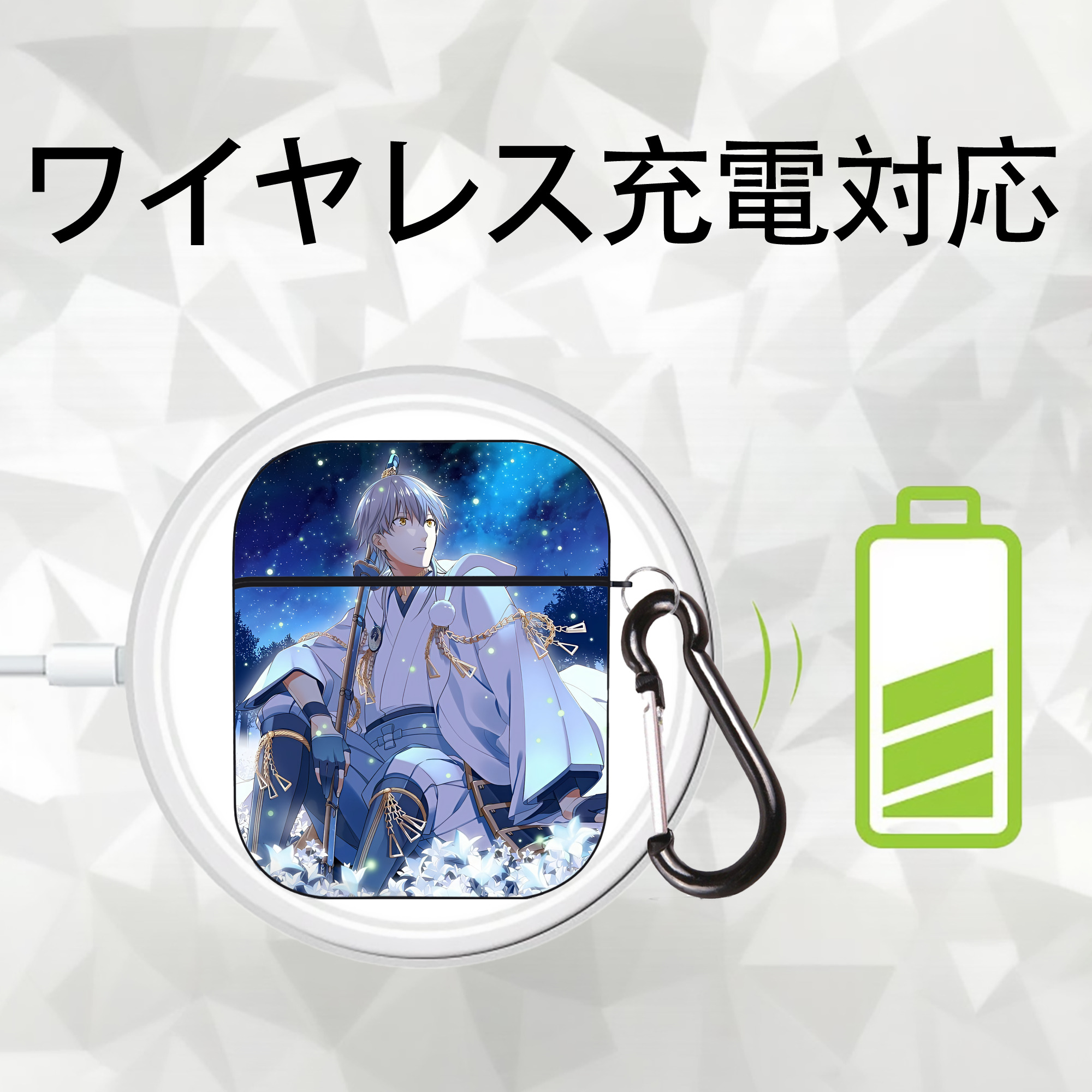 刀剣乱舞 Touken Ranbu AirPods 第2世代保護ケース ハードシェル ブラック 耐衝撃・防指紋・カラビナ付き
