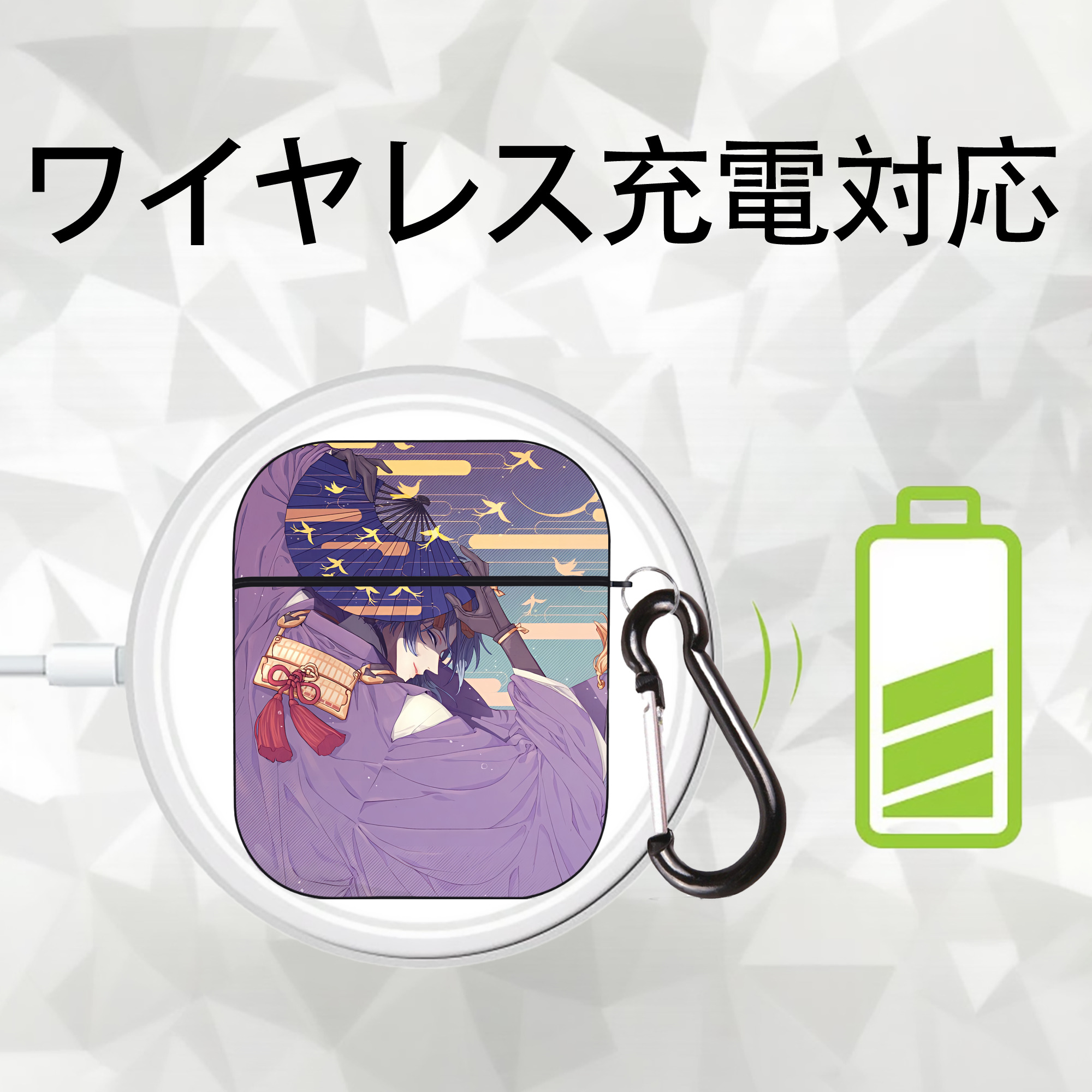 刀剣乱舞 Touken Ranbu AirPods 第2世代保護ケース ハードシェル ブラック 耐衝撃・防指紋・カラビナ付き