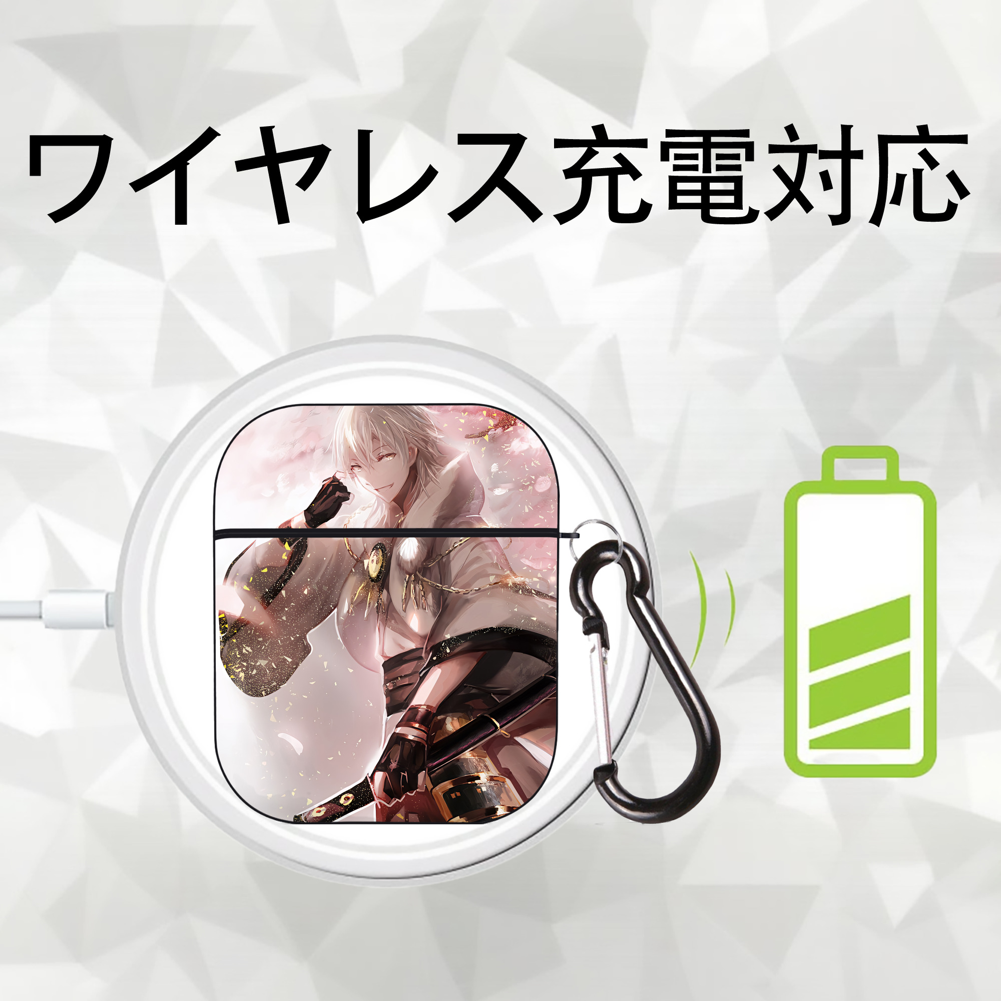 刀剣乱舞 Touken Ranbu AirPods 第2世代保護ケース ハードシェル ブラック 耐衝撃・防指紋・カラビナ付き