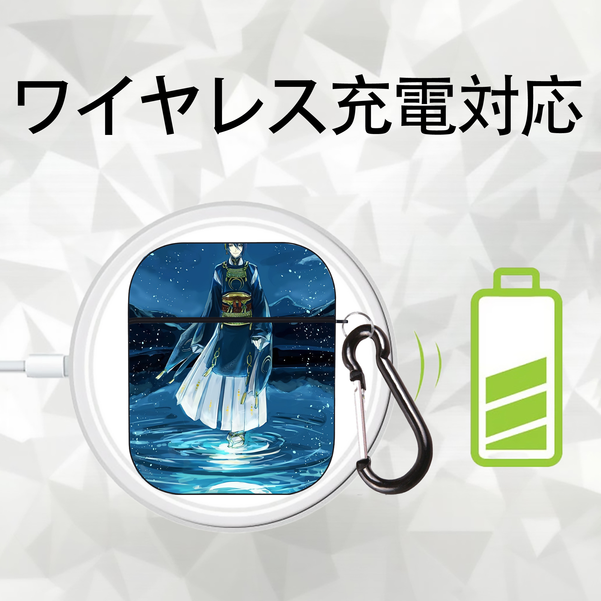 刀剣乱舞 Touken Ranbu AirPods 第2世代保護ケース ハードシェル ブラック 耐衝撃・防指紋・カラビナ付き