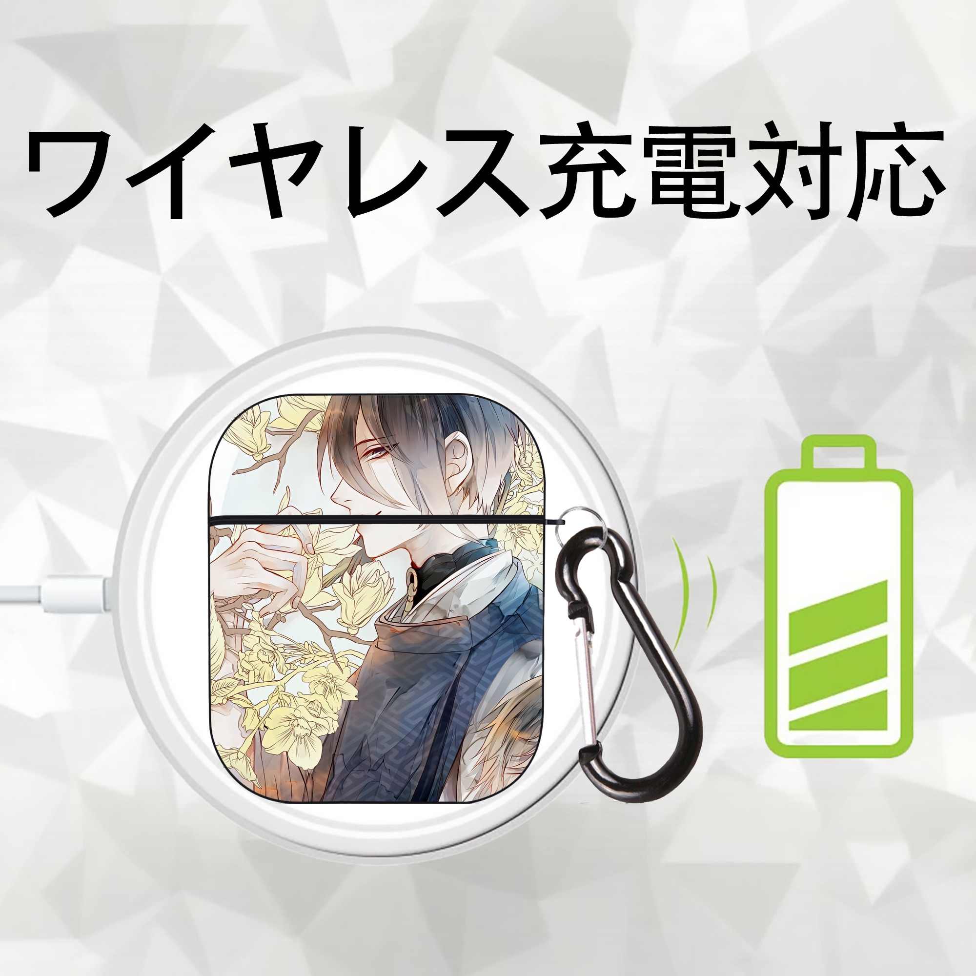 刀剣乱舞 Touken Ranbu AirPods 第2世代保護ケース ハードシェル ブラック 耐衝撃・防指紋・カラビナ付き